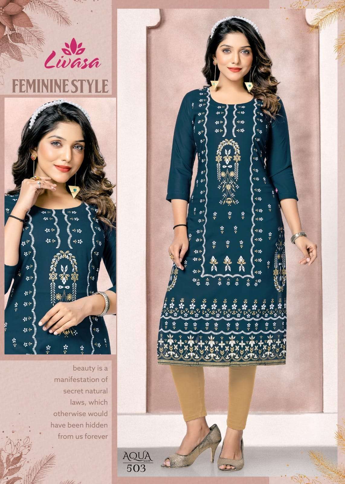 Aqua Vol-5 By Livasa 501 To 508 Series Designer Stylish Fancy Colorful Beautiful Party Wear & Ethnic Wear Collection Heavy Rayon Kurtis At Wholesale Price