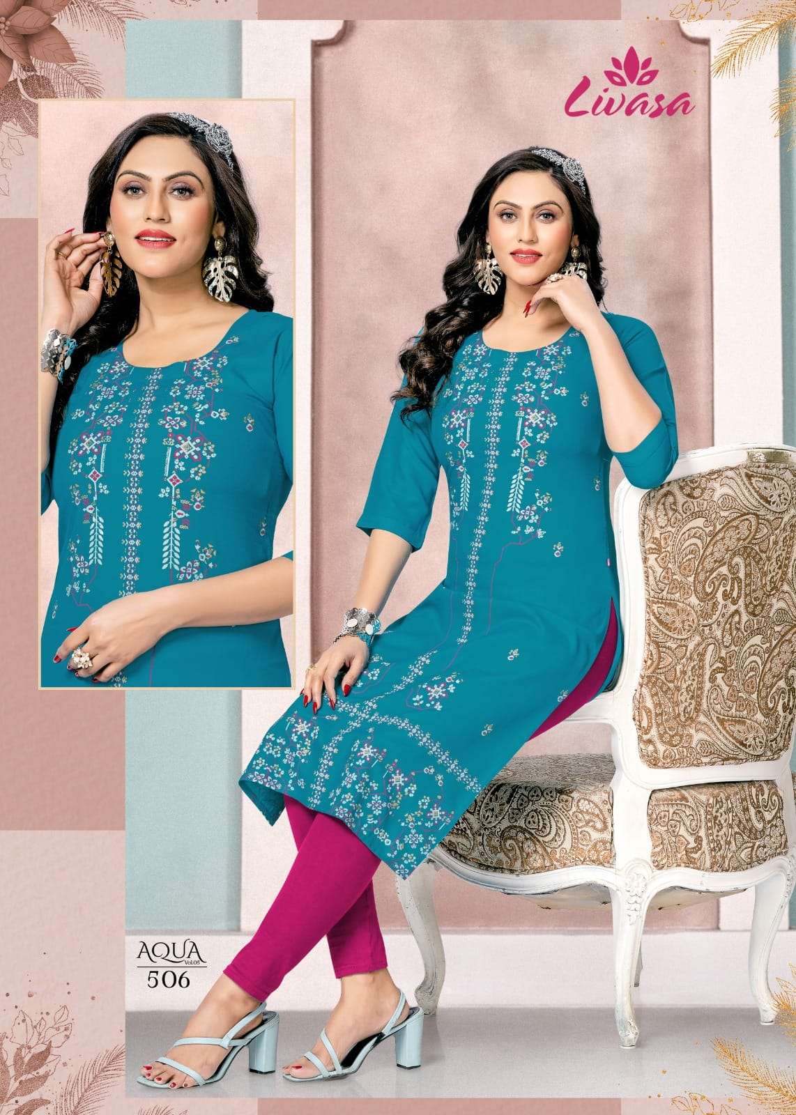 Aqua Vol-5 By Livasa 501 To 508 Series Designer Stylish Fancy Colorful Beautiful Party Wear & Ethnic Wear Collection Heavy Rayon Kurtis At Wholesale Price