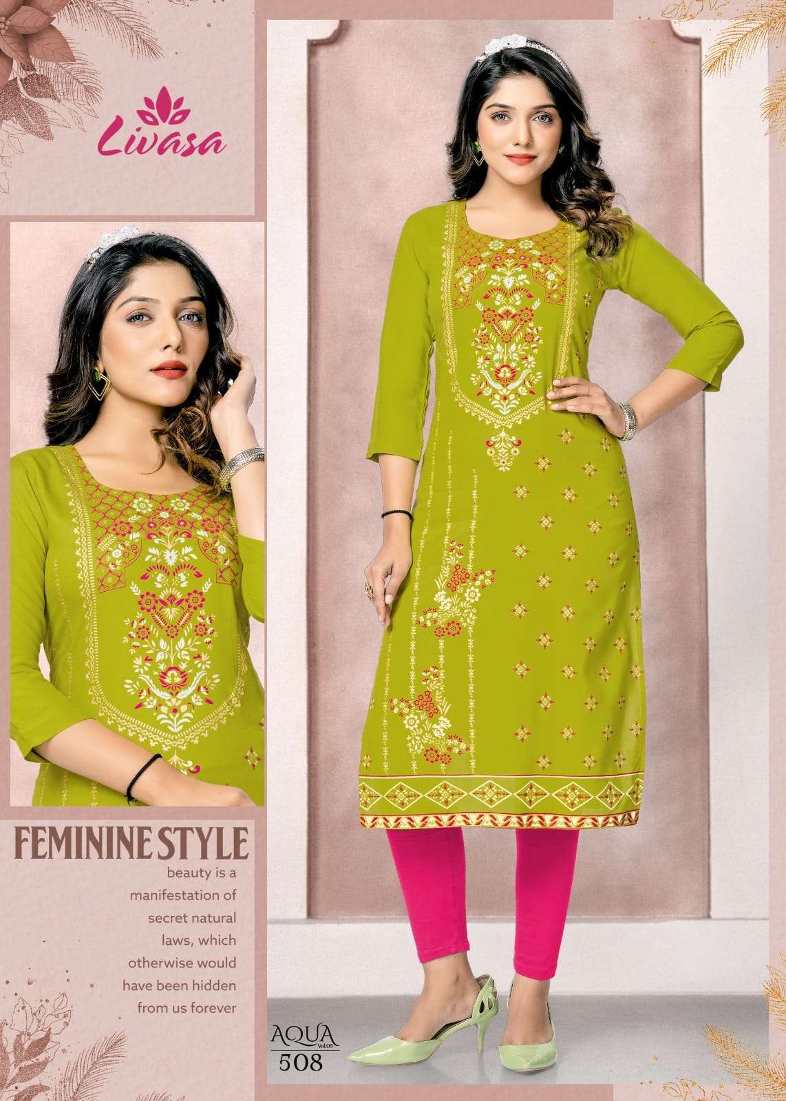 Aqua Vol-5 By Livasa 501 To 508 Series Designer Stylish Fancy Colorful Beautiful Party Wear & Ethnic Wear Collection Heavy Rayon Kurtis At Wholesale Price