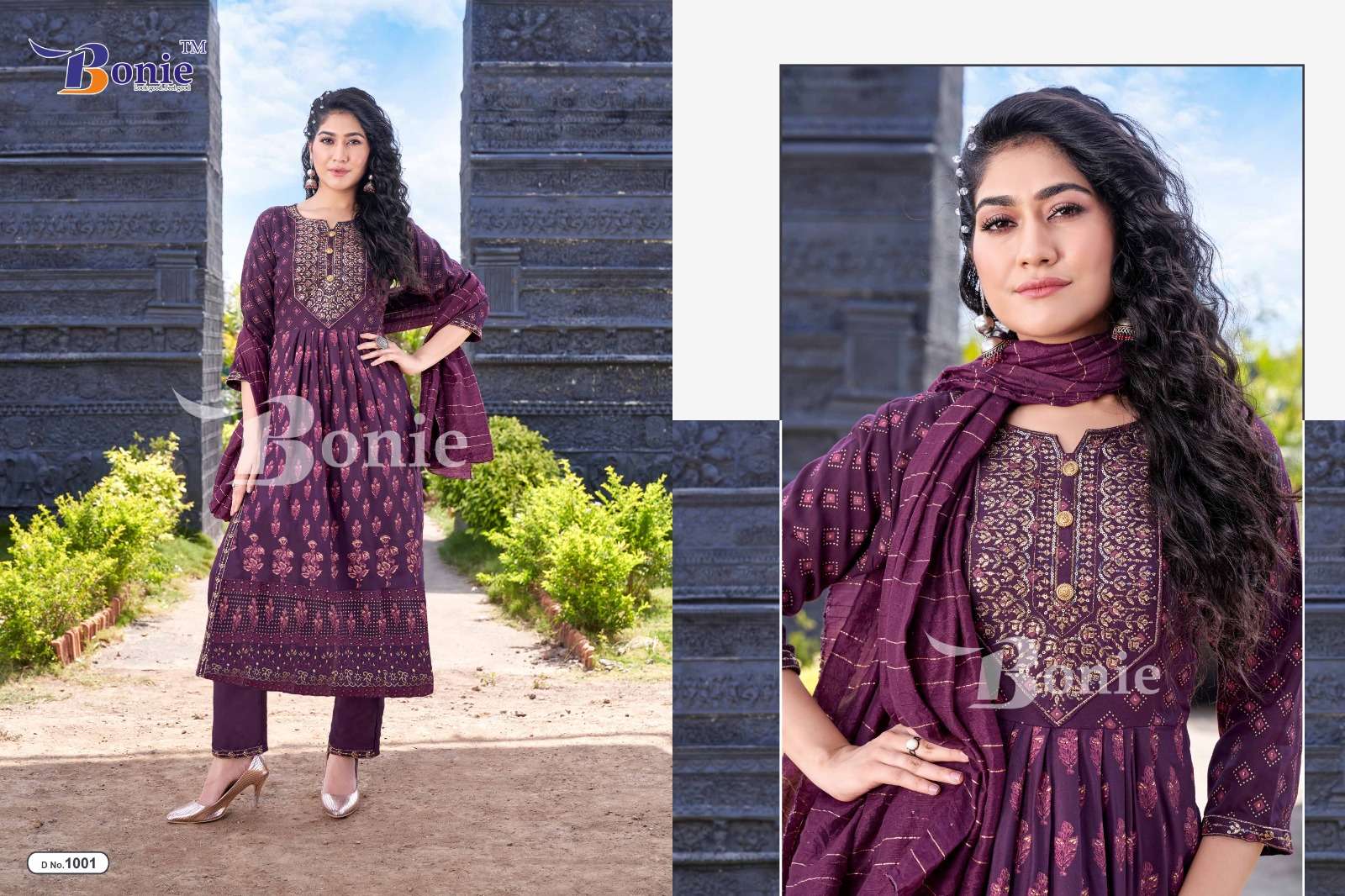 Aakruti By Bonie 1001 To 1006 Series Designer Festive Suits Beautiful Fancy Colorful Stylish Party Wear & Occasional Wear Rayon Print Dresses At Wholesale Price
