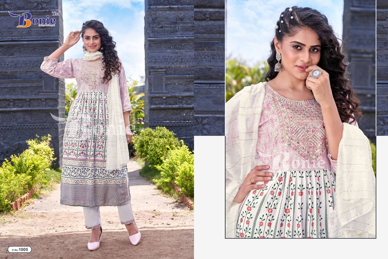 Aakruti By Bonie 1001 To 1006 Series Designer Festive Suits Beautiful Fancy Colorful Stylish Party Wear & Occasional Wear Rayon Print Dresses At Wholesale Price