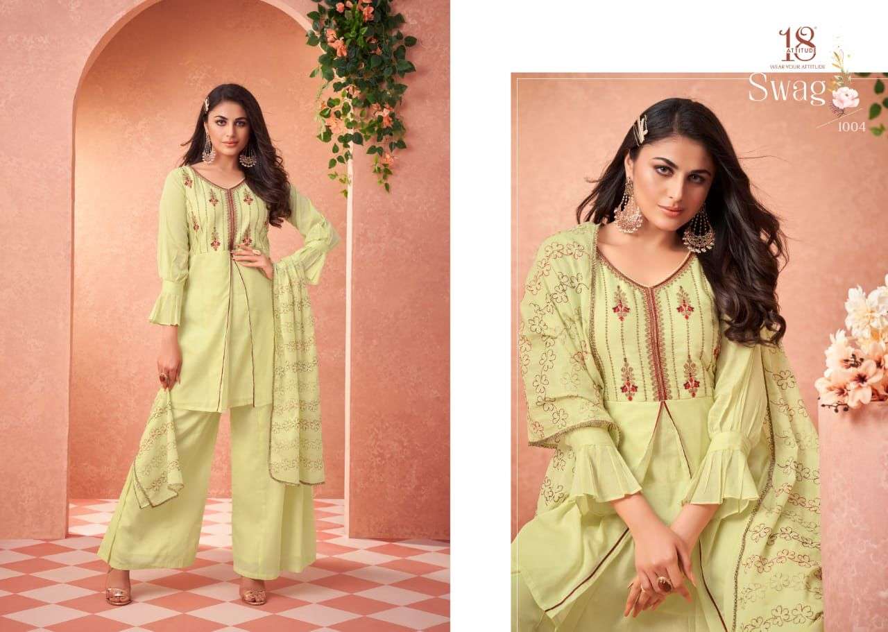 Swag By 18 Attitude 1001 To 1007 Series Designer Festive Suits Beautiful Fancy Colorful Stylish Party Wear & Occasional Wear Mal Cotton Print Dresses At Wholesale Price