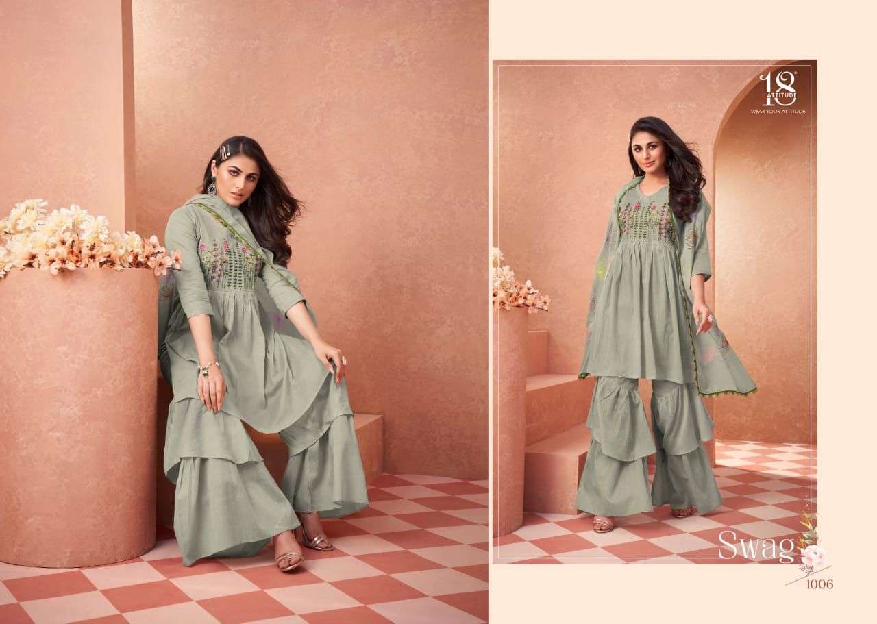 Swag By 18 Attitude 1001 To 1007 Series Designer Festive Suits Beautiful Fancy Colorful Stylish Party Wear & Occasional Wear Mal Cotton Print Dresses At Wholesale Price