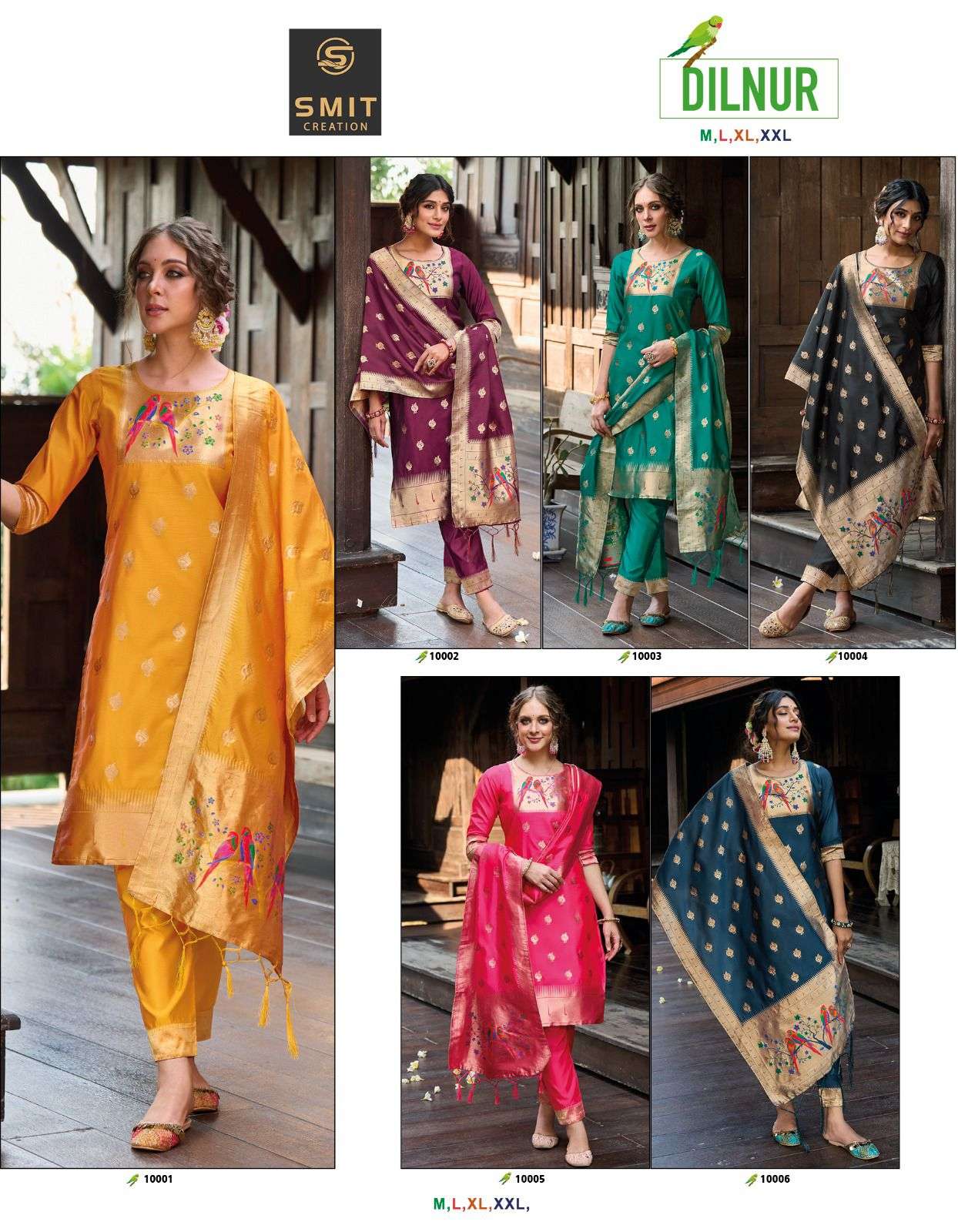 Dilnur By Smit Creation 10001 To 10006 Series Beautiful Winter Collection Suits Stylish Fancy Colorful Casual Wear & Ethnic Wear Pure Tapeta Silk Dresses At Wholesale Price