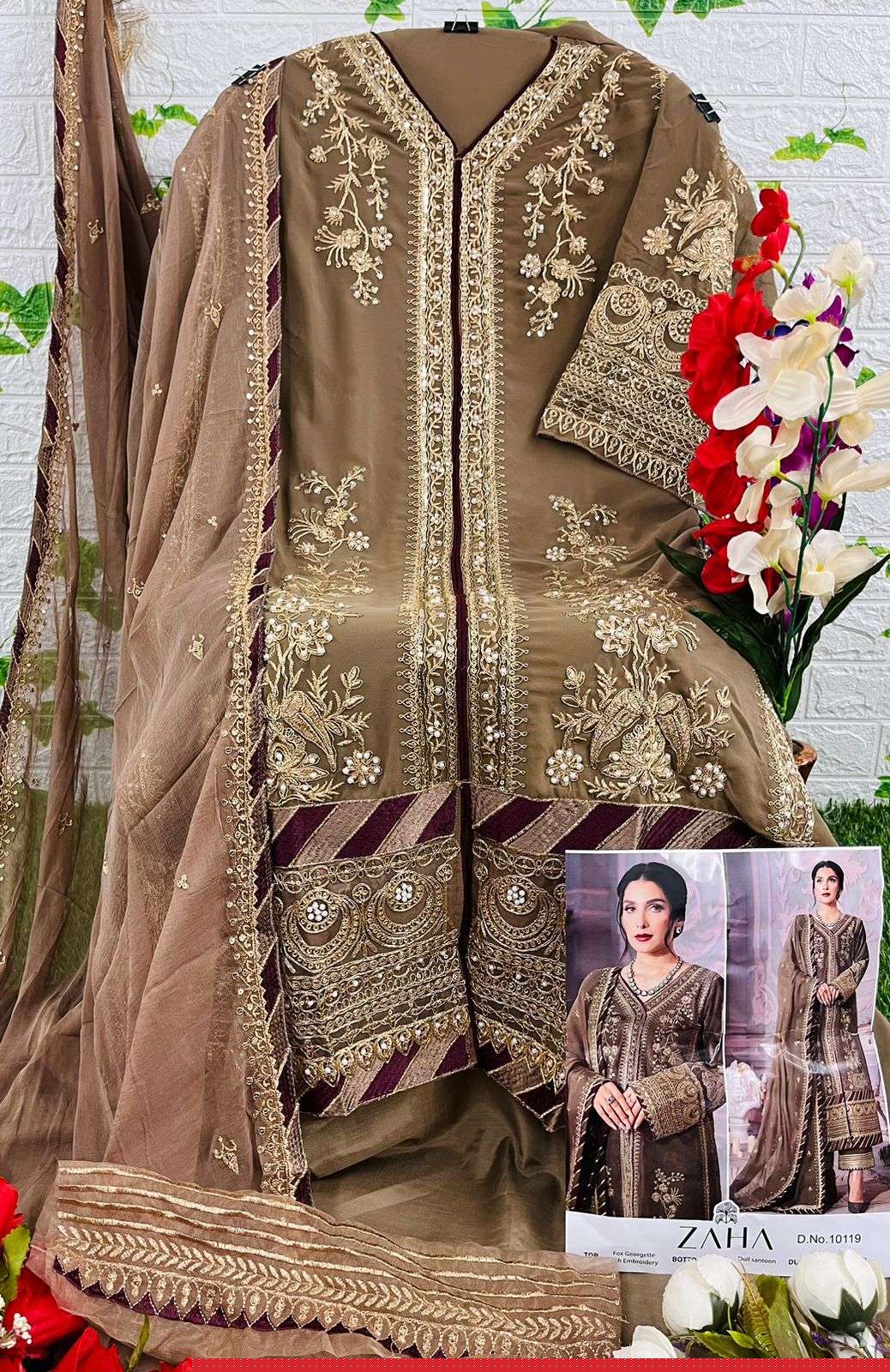 Zaha-10119 By Zaha Pakistani Suits Beautiful Fancy Colorful Stylish Party Wear & Occasional Wear Faux Georgette With Embroidery Dresses At Wholesale Price