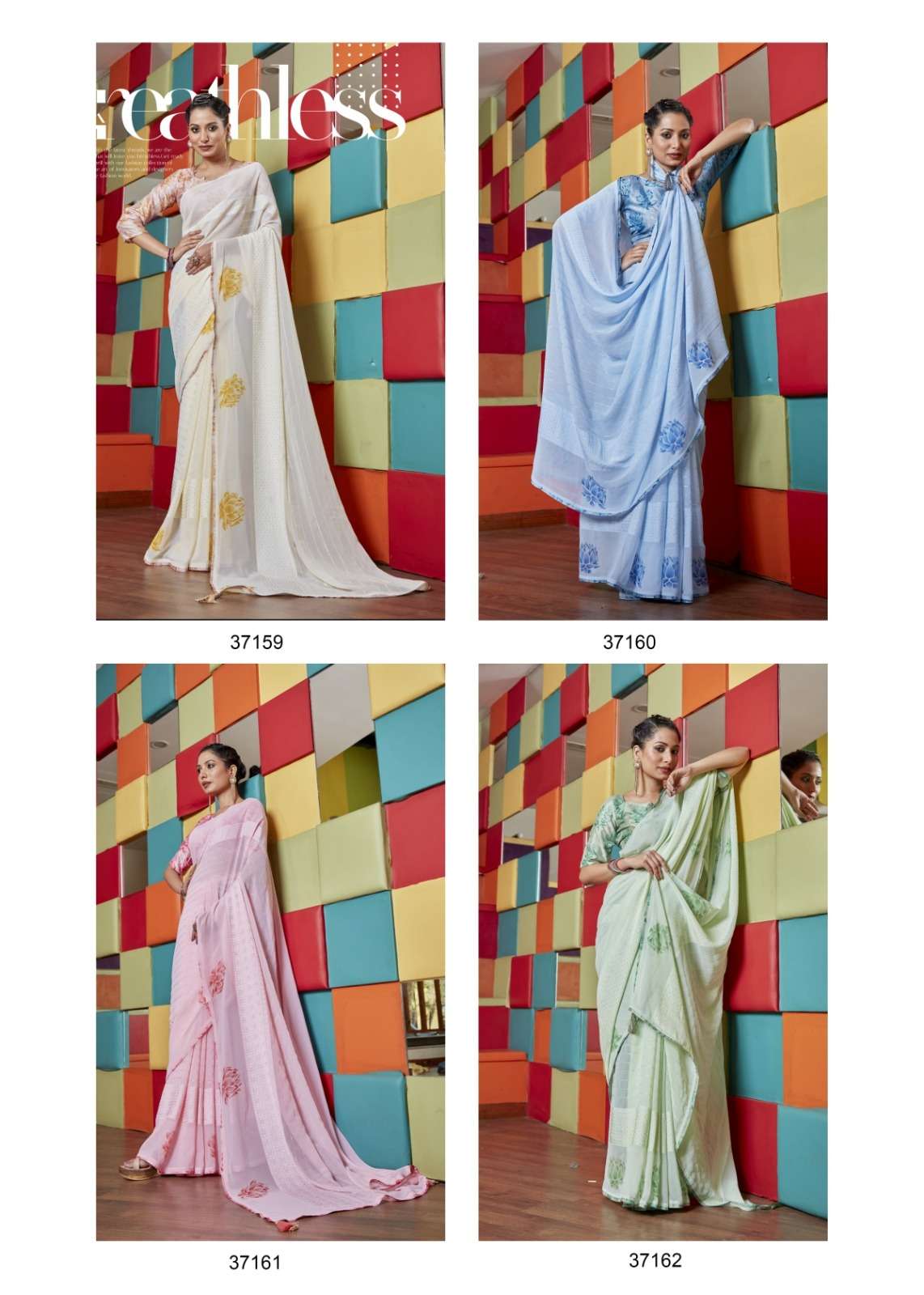 Rudrapriya By Vallabhi Prints 37155 To 37162 Series Indian Traditional Wear Collection Beautiful Stylish Fancy Colorful Party Wear & Occasional Wear Georgette Foil Sarees At Wholesale Price