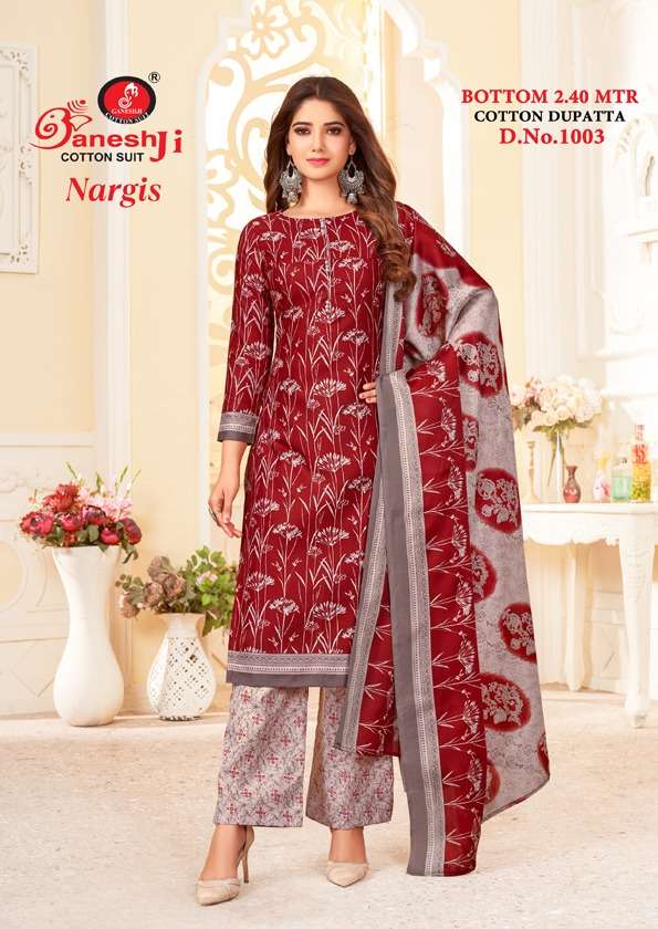 Nargis Vol-1 By Ganeshji 1001 To 1010 Series Beautiful Stylish Festive Suits Fancy Colorful Casual Wear & Ethnic Wear & Ready To Wear Indo Cotton Print Dresses At Wholesale Price