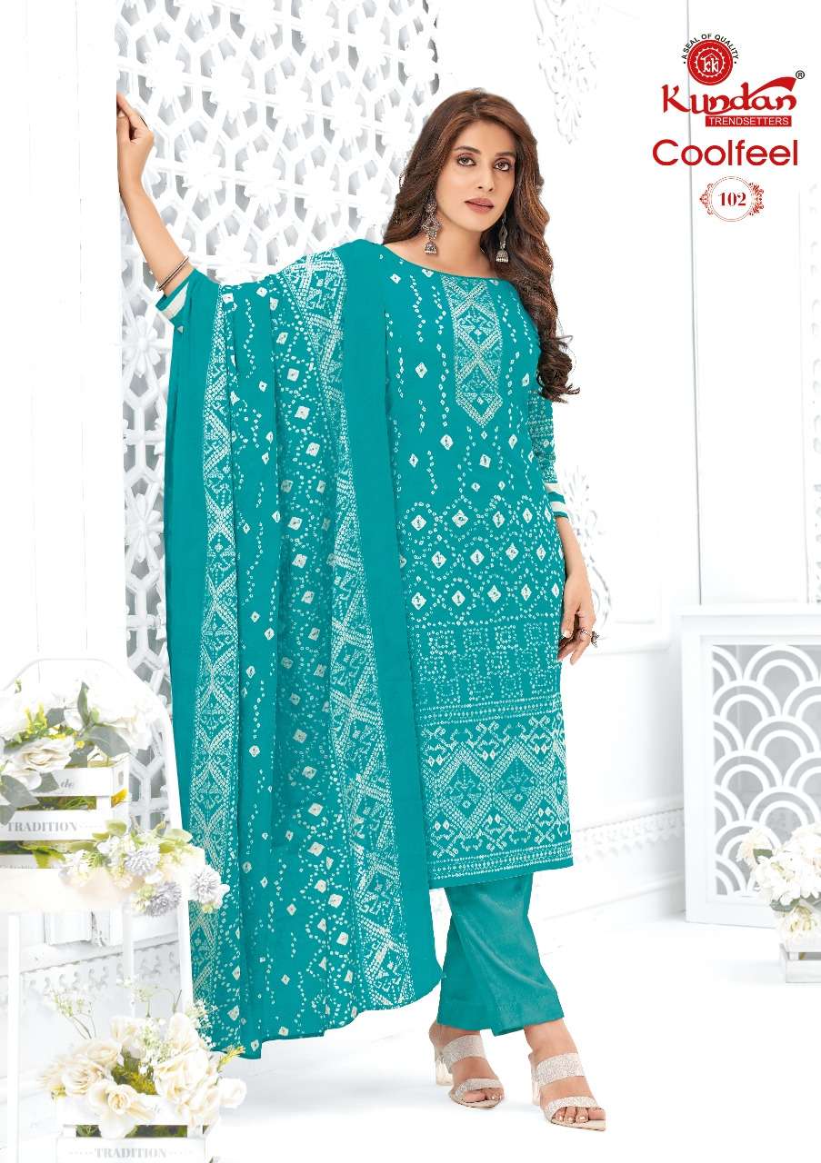 Coolfeel By Kundan 101 To 104 Series Beautiful Stylish Festive Suits Fancy Colorful Casual Wear & Ethnic Wear & Ready To Wear Lawn Print Dresses At Wholesale Price