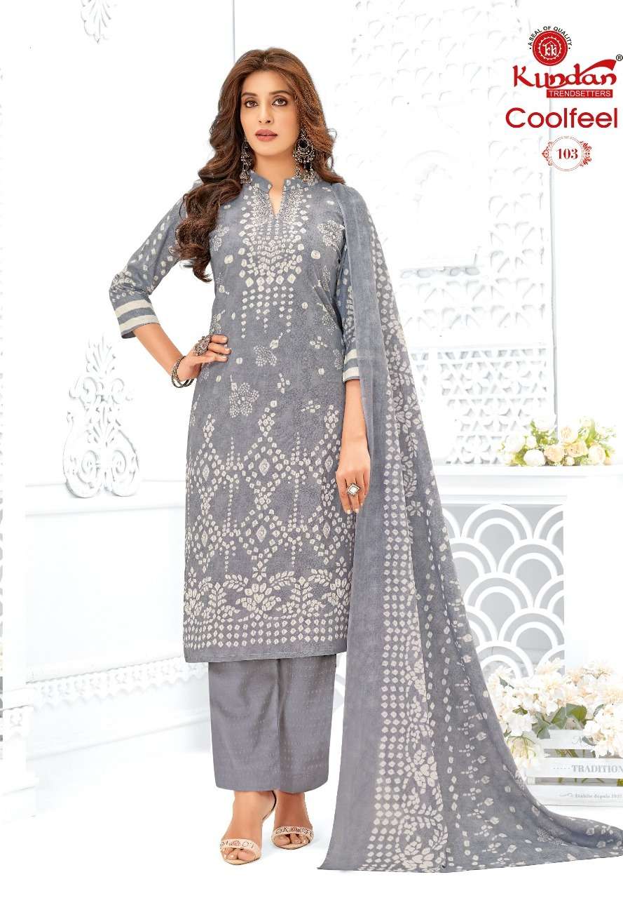 Coolfeel By Kundan 101 To 104 Series Beautiful Stylish Festive Suits Fancy Colorful Casual Wear & Ethnic Wear & Ready To Wear Lawn Print Dresses At Wholesale Price
