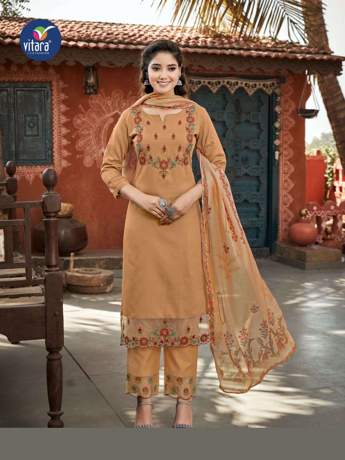 Saffron By Vitara 1001 To 1004 Series Beautiful Suits Colorful Stylish Fancy Casual Wear & Ethnic Wear Tesla Embroidered Dresses At Wholesale Price
