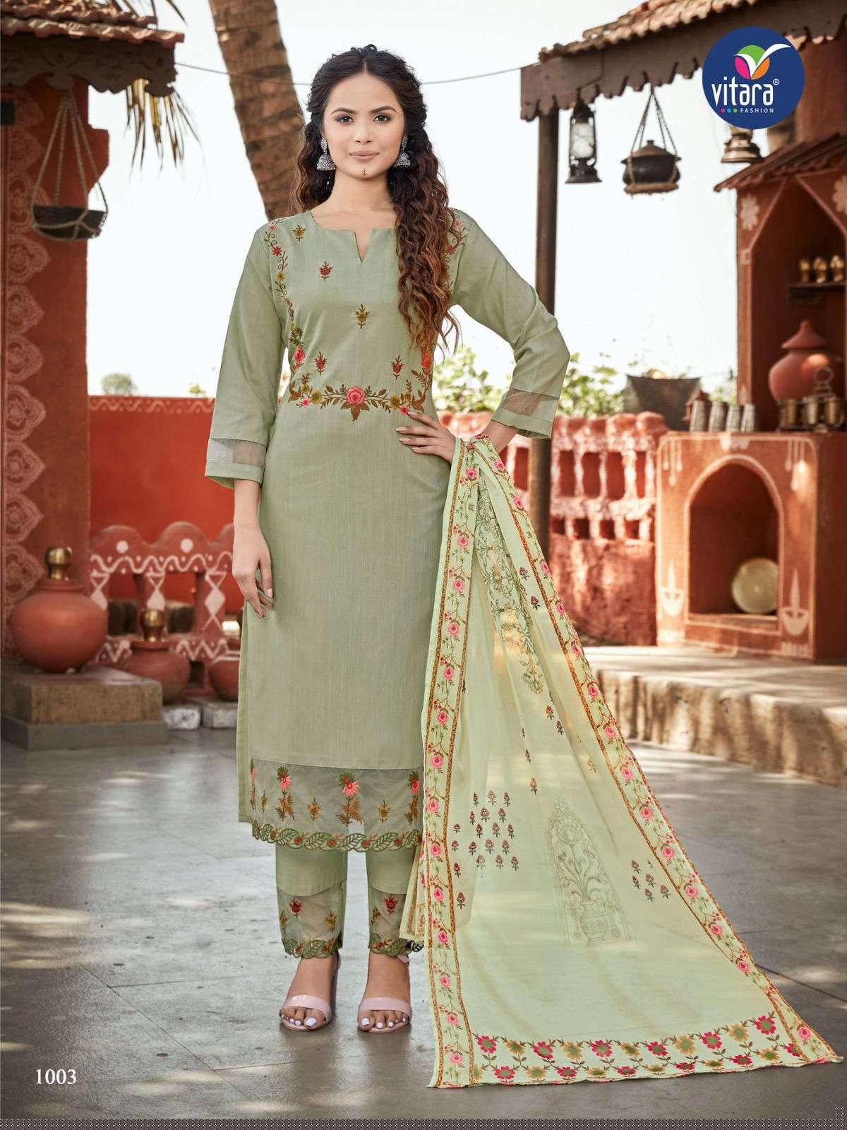 Saffron By Vitara 1001 To 1004 Series Beautiful Suits Colorful Stylish Fancy Casual Wear & Ethnic Wear Tesla Embroidered Dresses At Wholesale Price