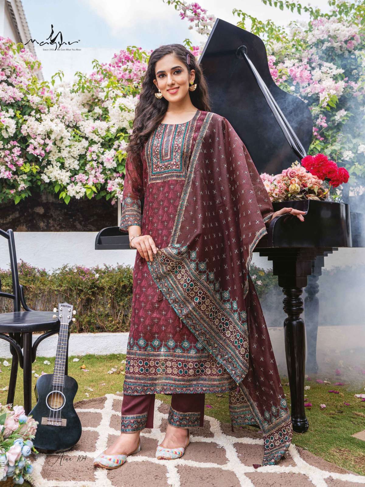 Aina By Mayur 101 To 108 Series Beautiful Suits Colorful Stylish Fancy Casual Wear & Ethnic Wear Silk Dresses At Wholesale Price