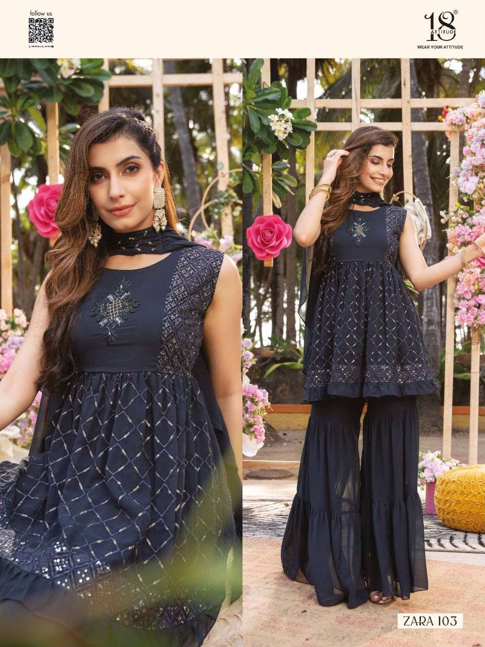 Zara By 18 Attitude 101 To 105 Series Beautiful Suits Colorful Stylish Fancy Casual Wear & Ethnic Wear Georgette Dresses At Wholesale Price