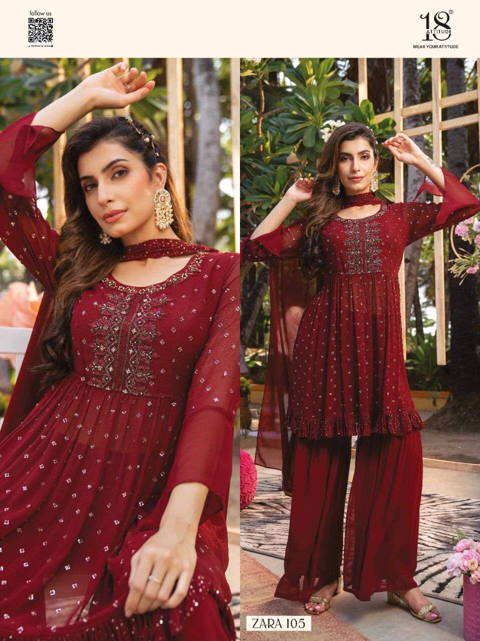 Zara By 18 Attitude 101 To 105 Series Beautiful Suits Colorful Stylish Fancy Casual Wear & Ethnic Wear Georgette Dresses At Wholesale Price