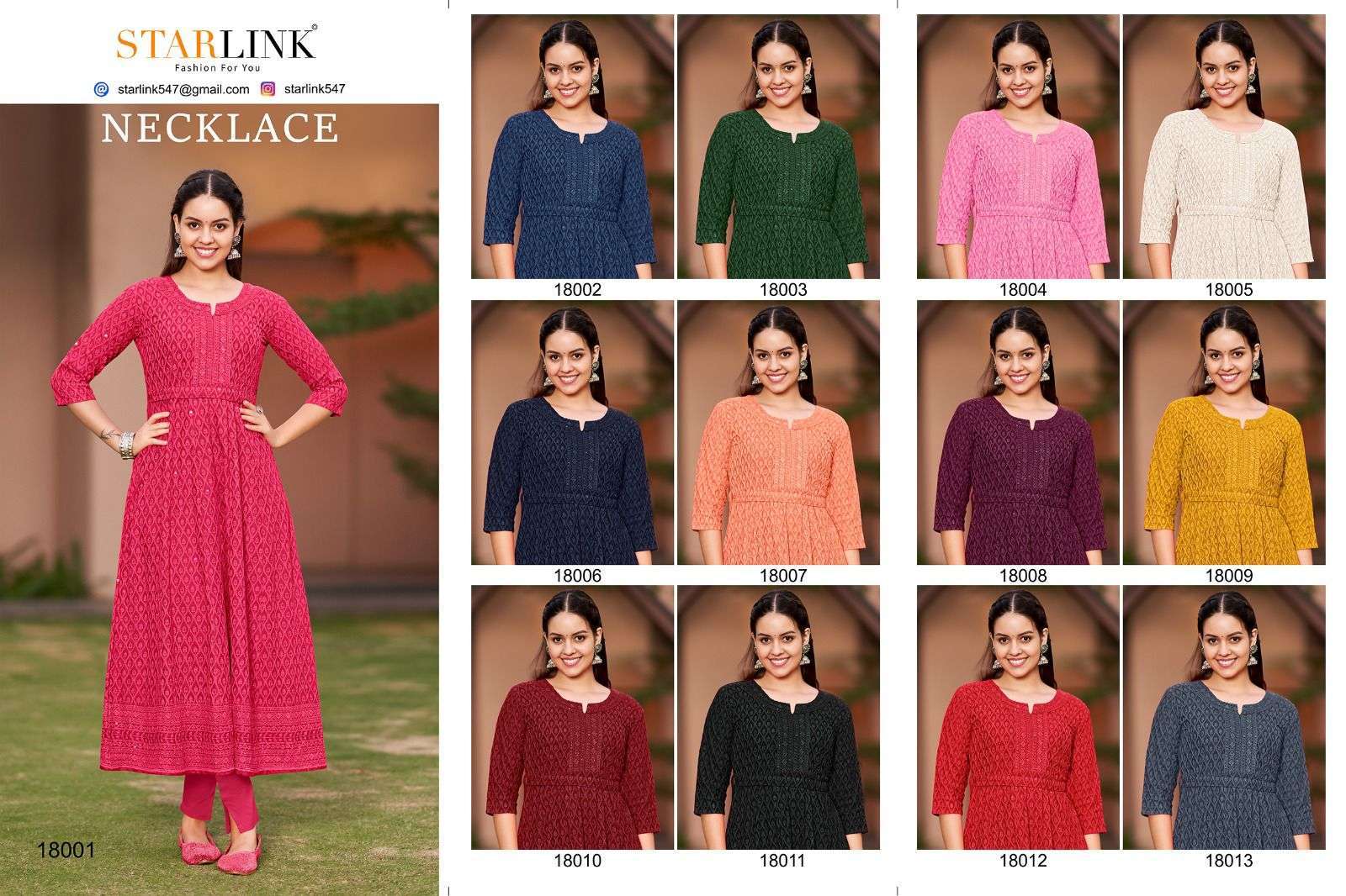 Necklace By Starlink 18001 To 18013 Series Beautiful Stylish Fancy Colorful Casual Wear & Ethnic Wear Rayon With Work Kurtis At Wholesale Price
