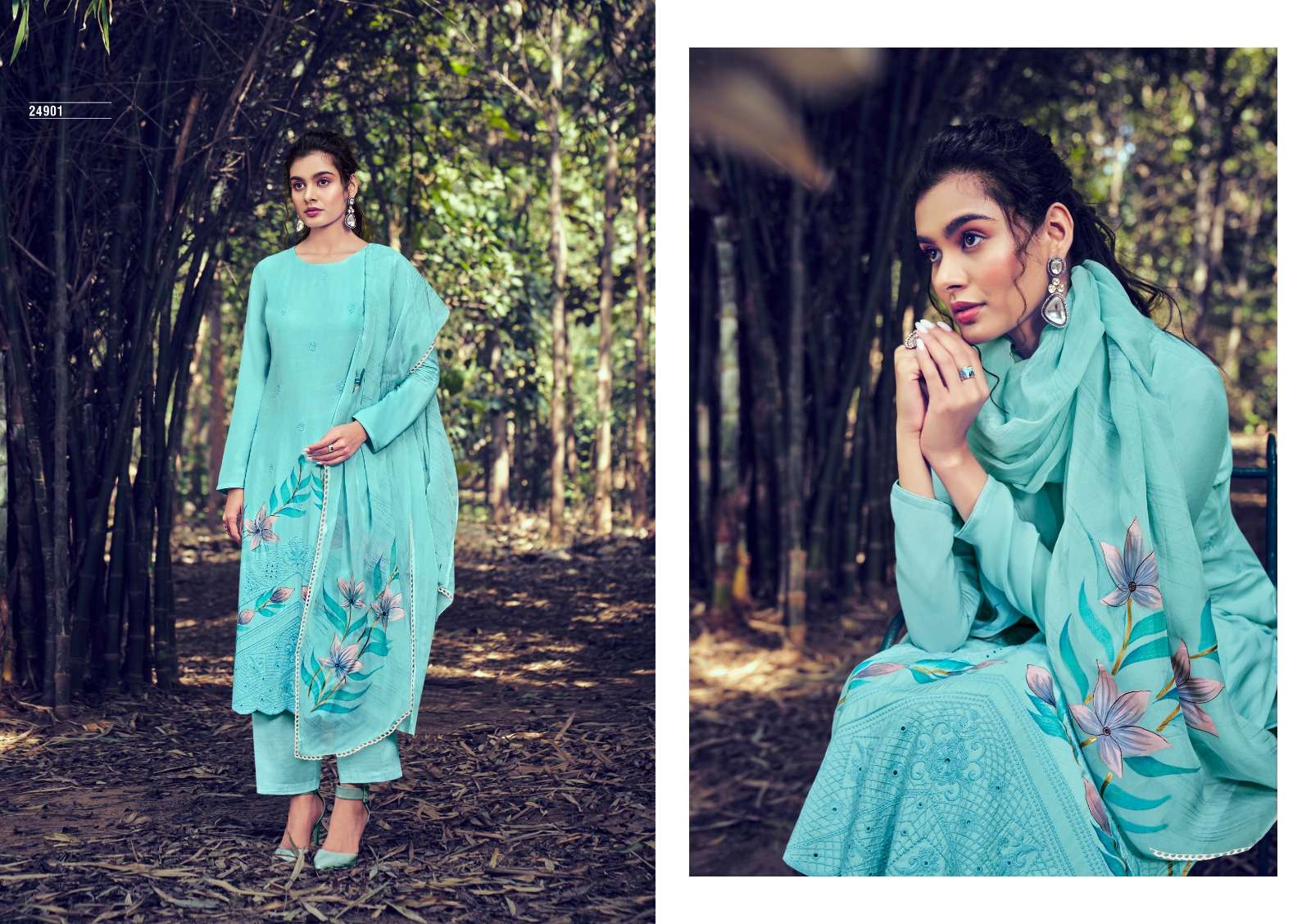 Raha By Chihn 24900 To 24905 Series Beautiful Festive Suits Colorful Stylish Fancy Casual Wear & Ethnic Wear Pure Bemberg Muslin Embroidered Dresses At Wholesale Price