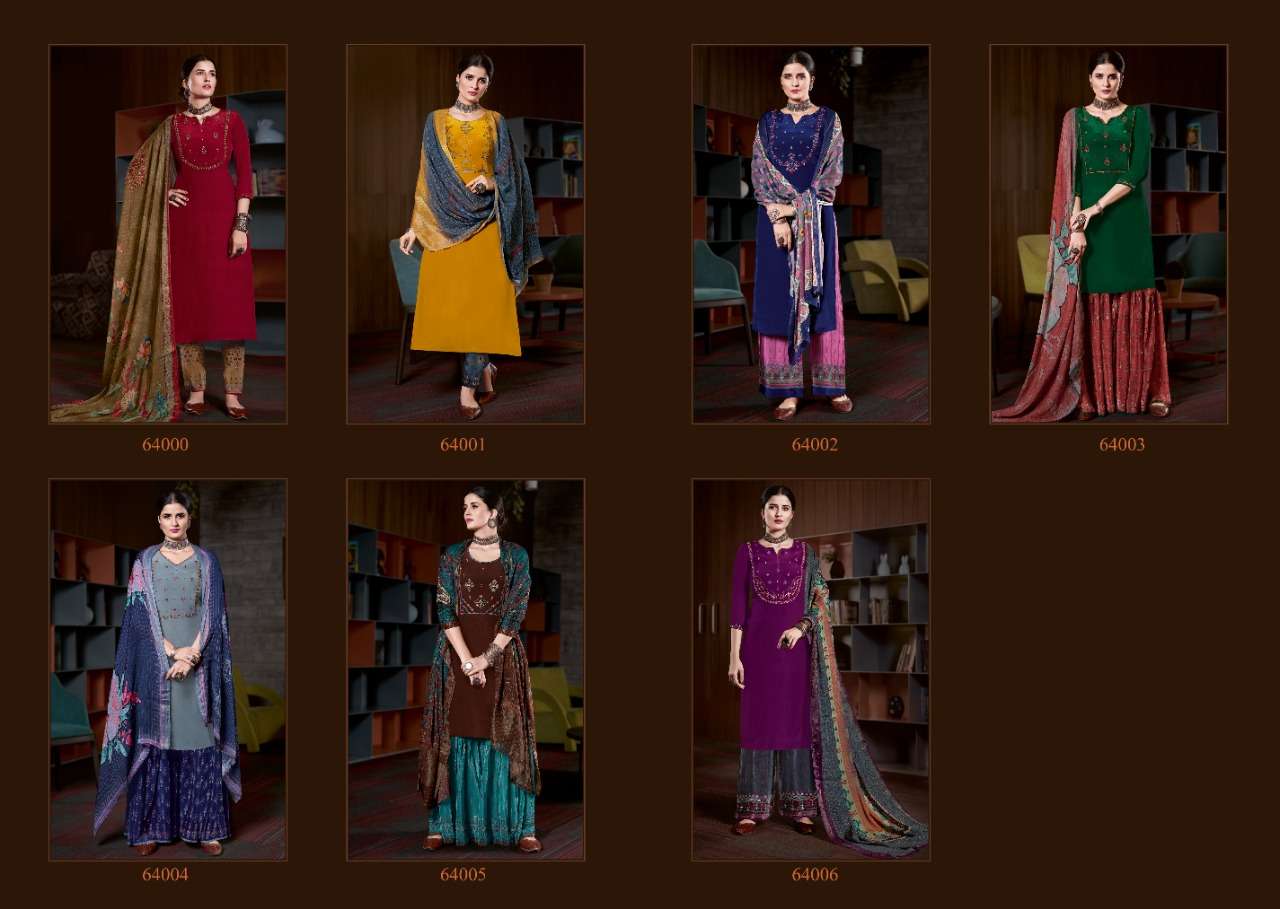 Shama By Riana 64000 To 64006 Series Beautiful Stylish Suits Fancy Colorful Casual Wear & Ethnic Wear & Ready To Wear Pure Crepe Dresses At Wholesale Price
