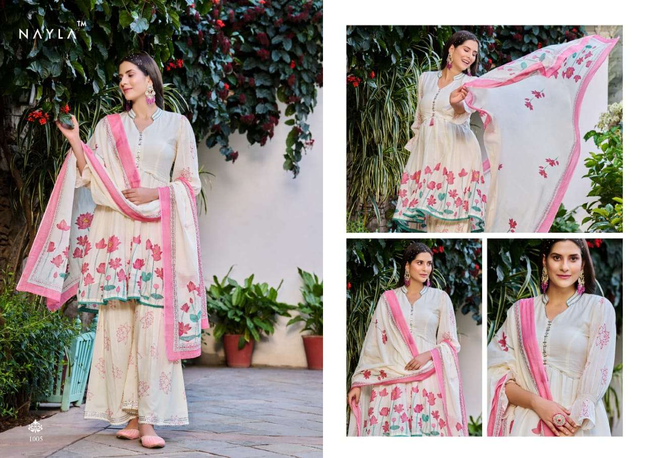 Noor By Nayla 1001 To 1006 Series Festive Sharara Suits Beautiful Fancy Colorful Stylish Party Wear & Occasional Wear Pure Mal Cotton Dresses At Wholesale Price