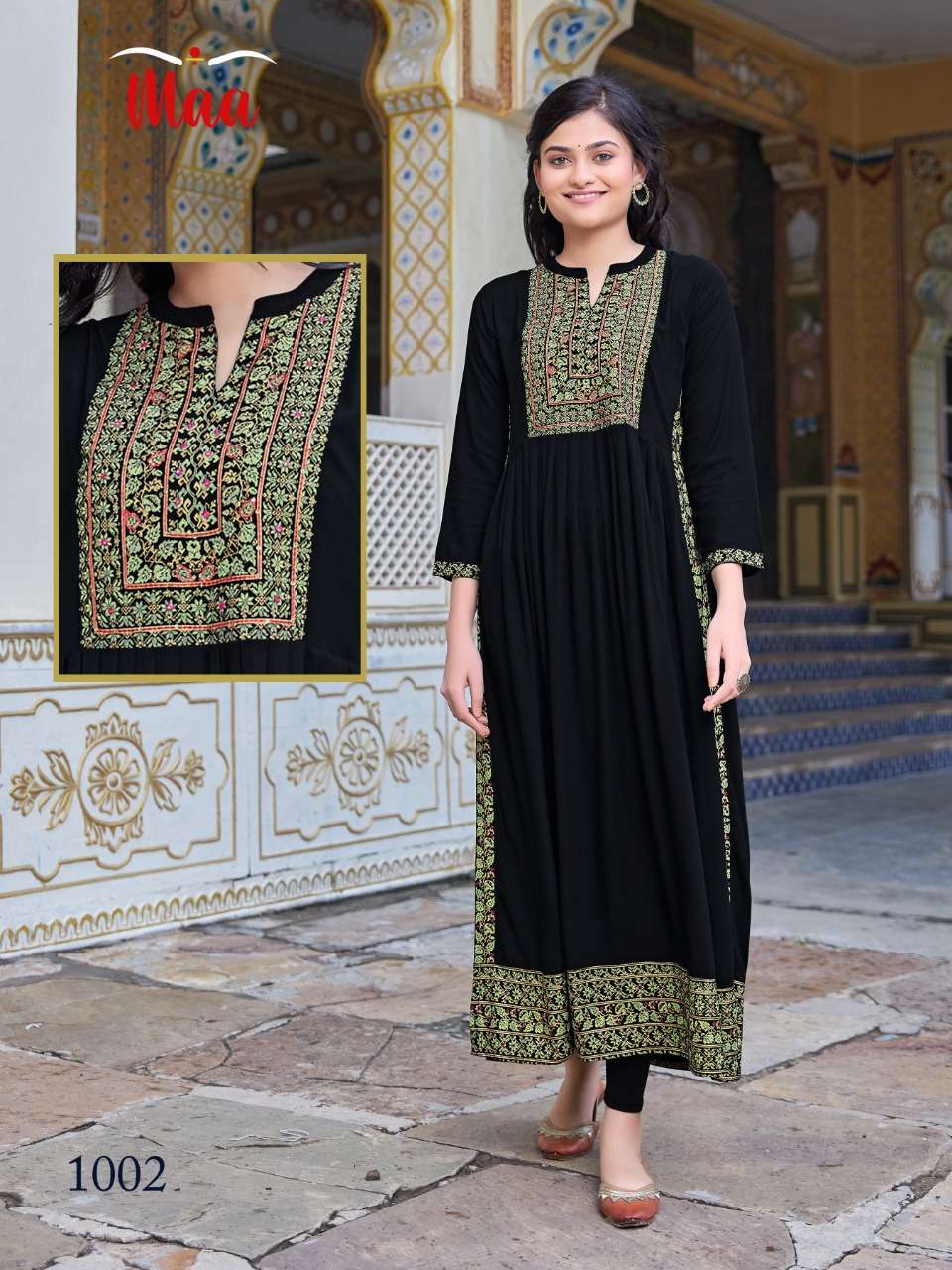 B And B By Maa Creation 1001 To 1002 Series Designer Stylish Fancy Colorful Beautiful Party Wear & Ethnic Wear Collection Rayon Embroidered Kurtis At Wholesale Price