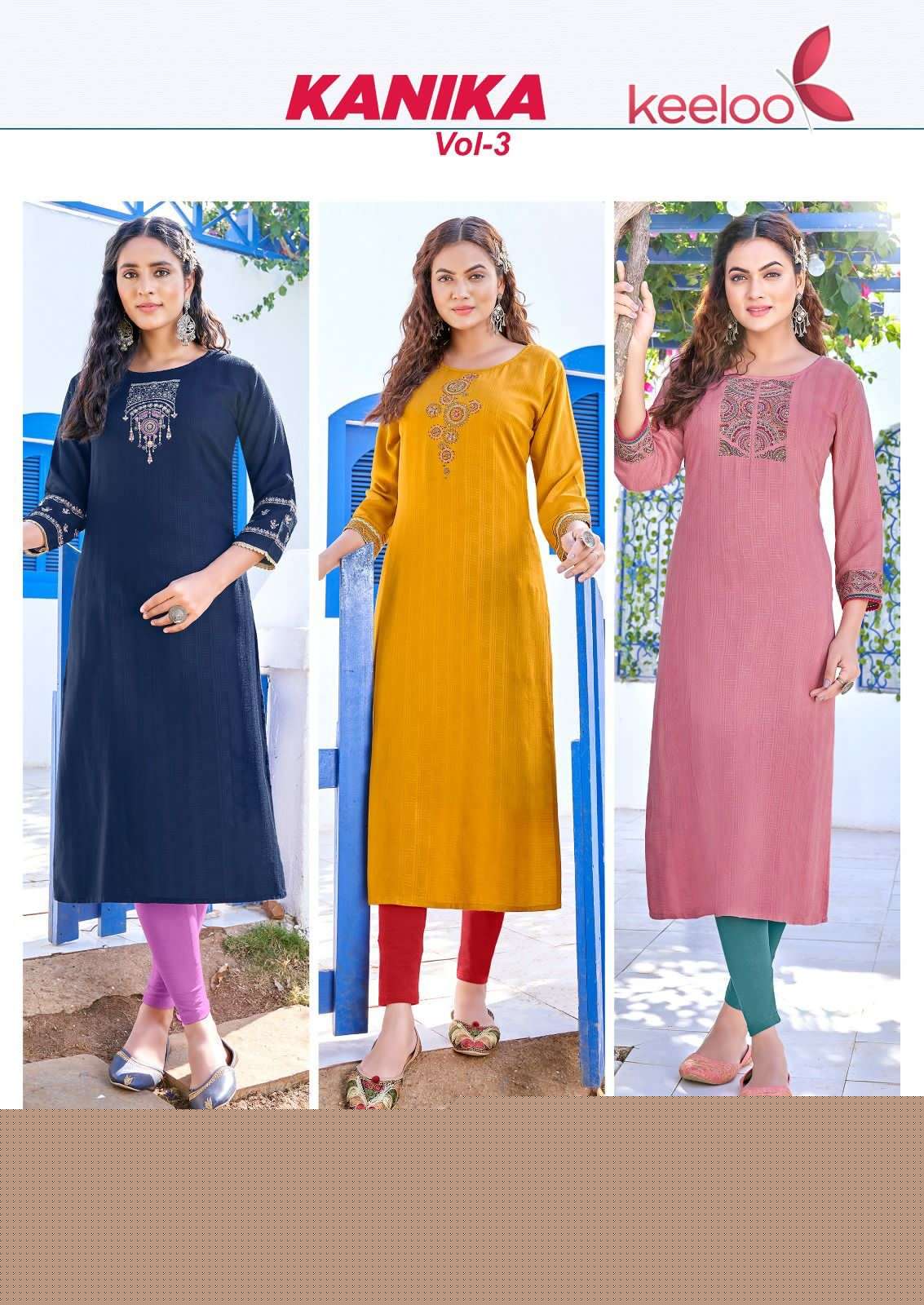 Kanika Vol-3 By Keeloo 3001 To 3006 Series Designer Stylish Fancy Colorful Beautiful Party Wear & Ethnic Wear Collection Rayon Embroidered Kurtis At Wholesale Price