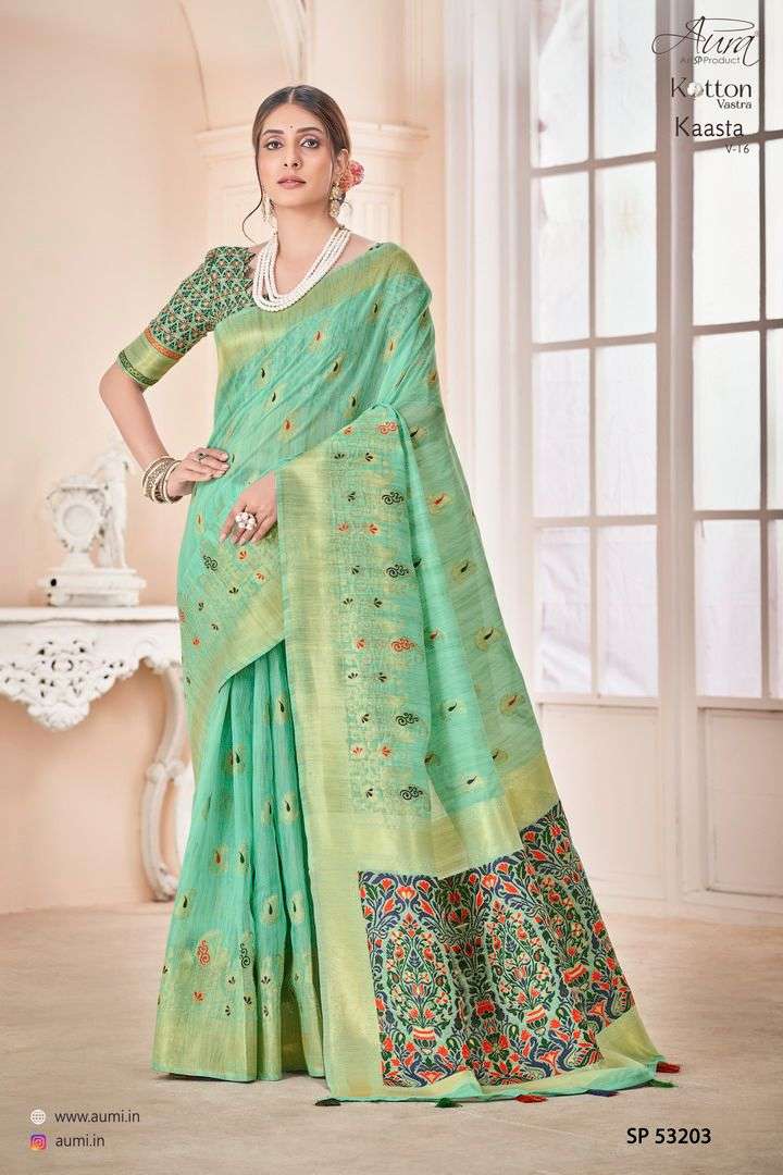 Kaasta Vol-16 By Aura 53201 To 53206 Series Indian Traditional Wear Collection Beautiful Stylish Fancy Colorful Party Wear & Occasional Wear Cotton Sarees At Wholesale Price
