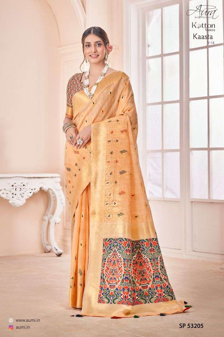 Kaasta Vol-16 By Aura 53201 To 53206 Series Indian Traditional Wear Collection Beautiful Stylish Fancy Colorful Party Wear & Occasional Wear Cotton Sarees At Wholesale Price