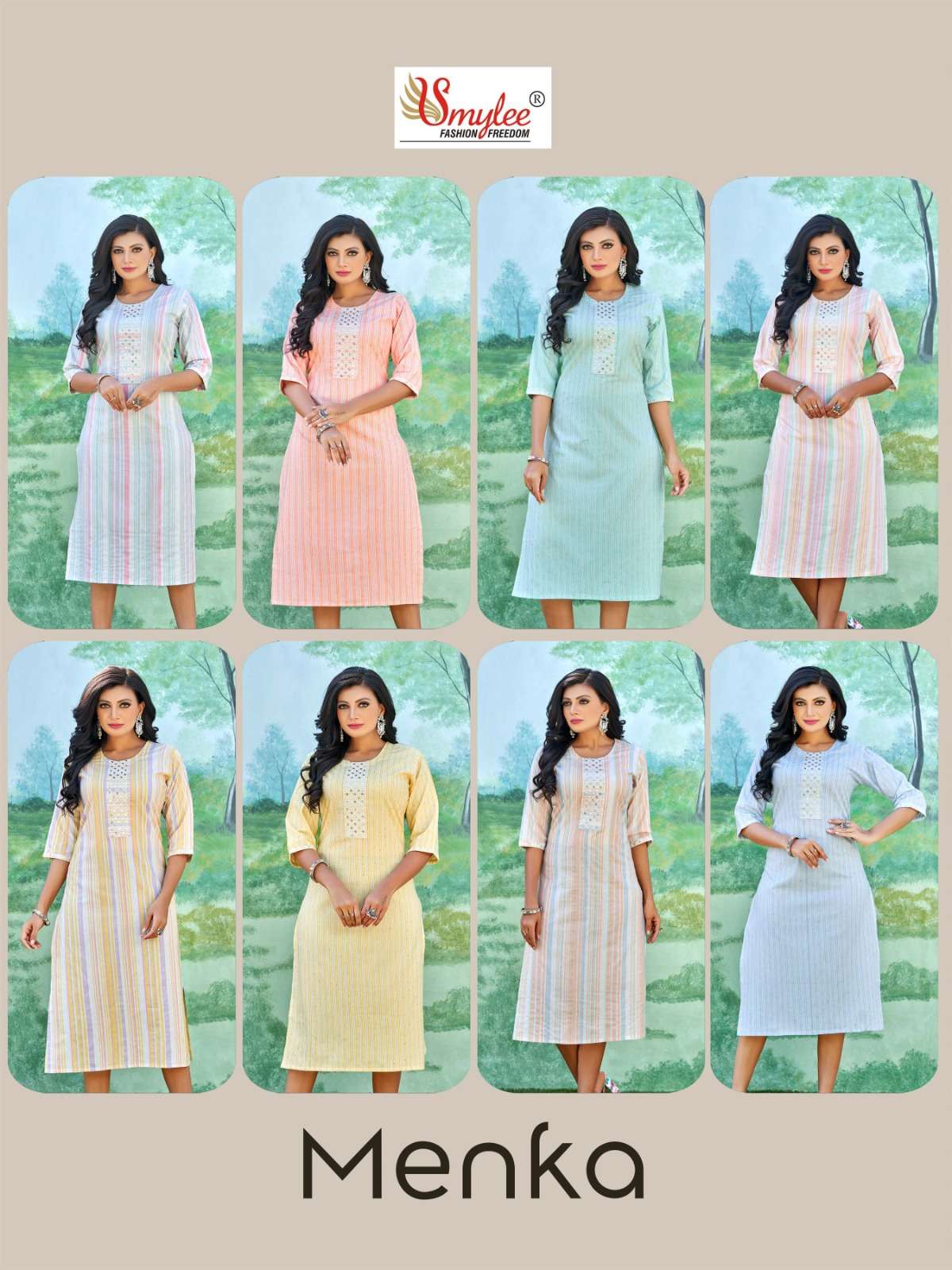 Menka By Smylee 1001 To 1008 Series Designer Stylish Fancy Colorful Beautiful Party Wear & Ethnic Wear Collection Cotton Lining Kurtis At Wholesale Price