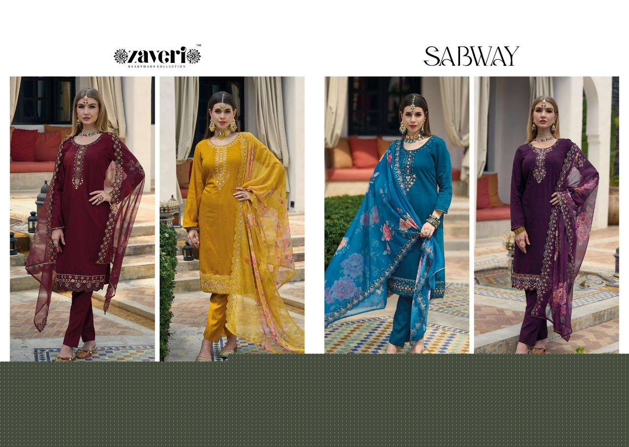 Sabway By Zaveri 1555 To 1558 Series Beautiful Suits Colorful Stylish Fancy Casual Wear & Ethnic Wear Viscose Silk Dresses At Wholesale Price