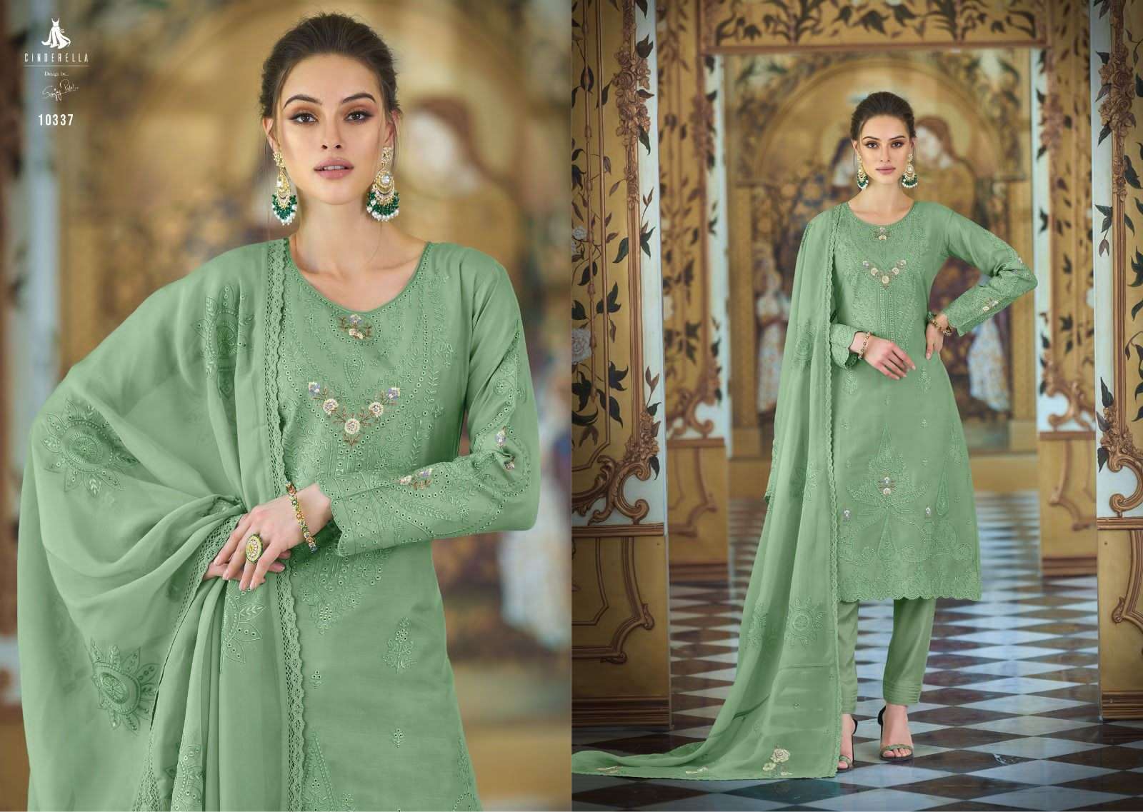Sarisha Vol-2 By Cinderella 10333 To 10338 Series Beautiful Suits Colorful Stylish Fancy Casual Wear & Ethnic Wear Pure Muslin Embroidered Dresses At Wholesale Price
