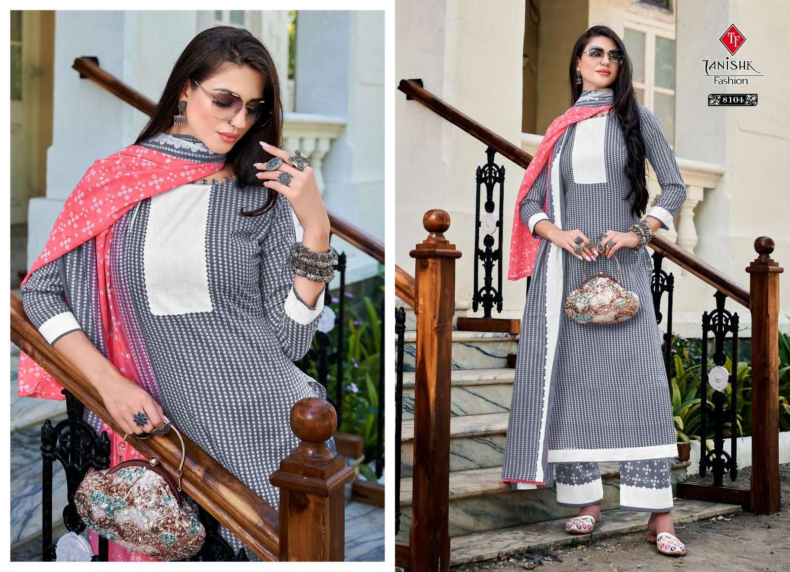 Bandhej Vol-2 By Tanishk Fashion 8101 To 8108 Series Beautiful Suits Colorful Stylish Fancy Casual Wear & Ethnic Wear Cotton Print Dresses At Wholesale Price