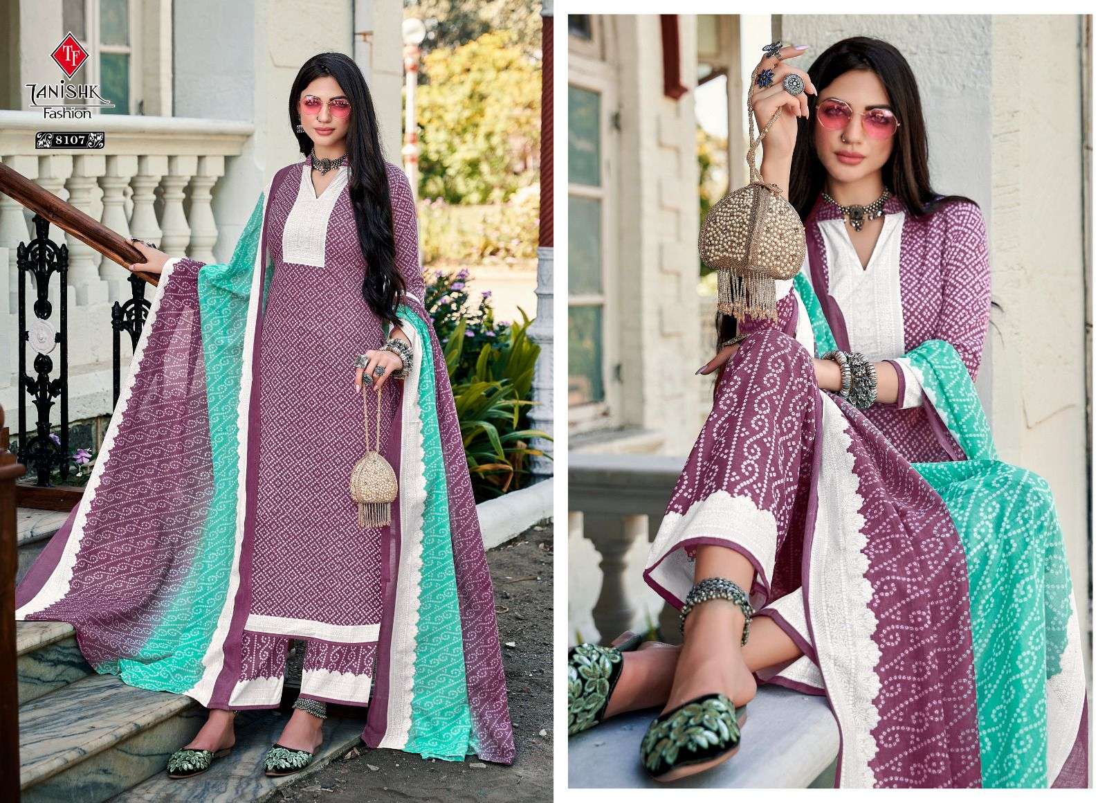 Bandhej Vol-2 By Tanishk Fashion 8101 To 8108 Series Beautiful Suits Colorful Stylish Fancy Casual Wear & Ethnic Wear Cotton Print Dresses At Wholesale Price