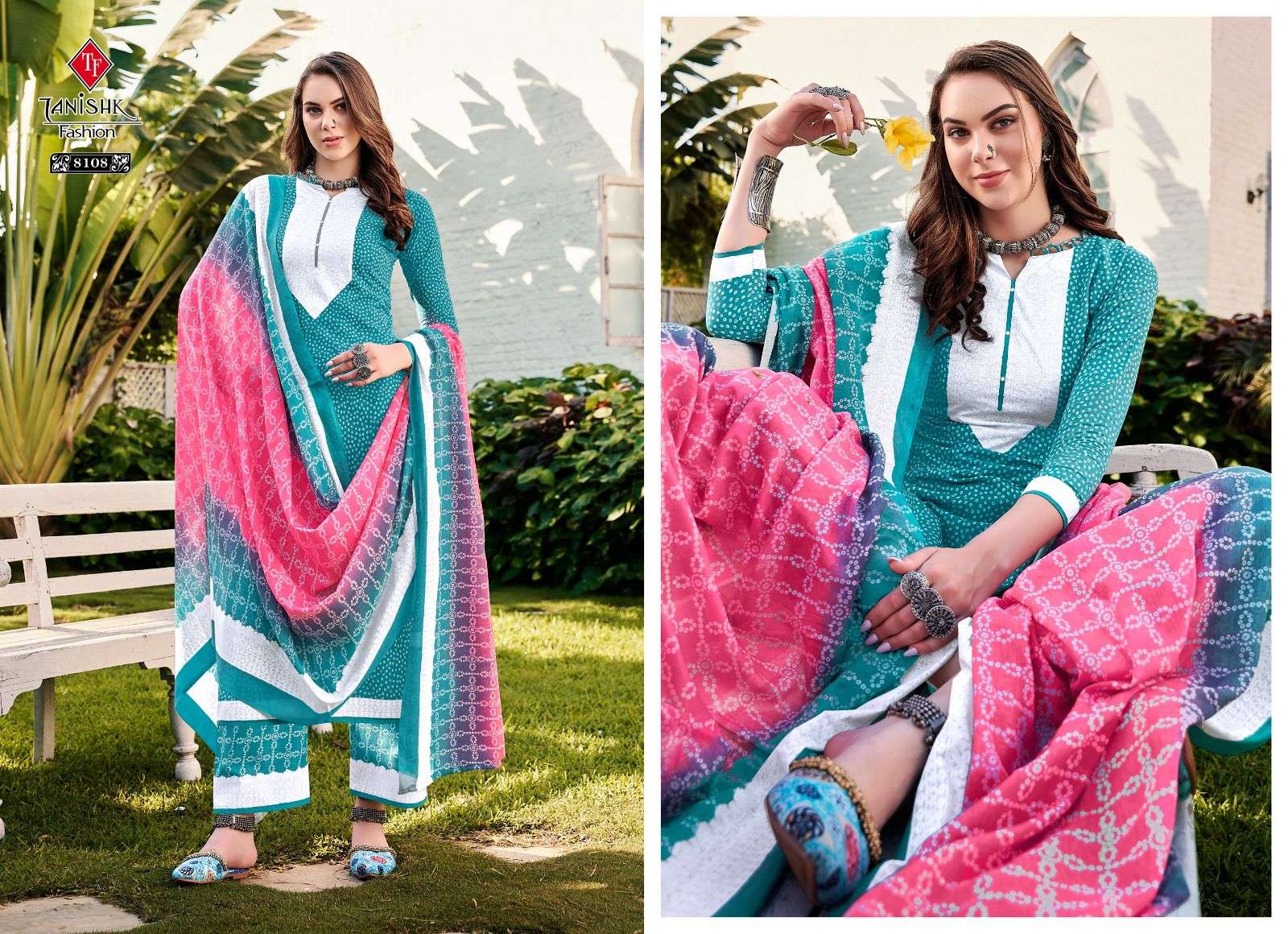 Bandhej Vol-2 By Tanishk Fashion 8101 To 8108 Series Beautiful Suits Colorful Stylish Fancy Casual Wear & Ethnic Wear Cotton Print Dresses At Wholesale Price