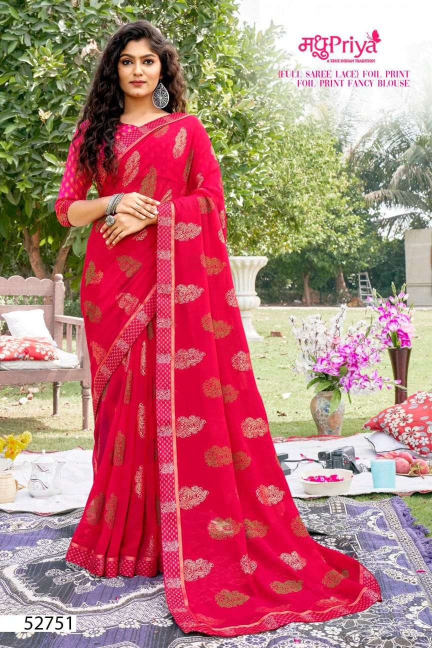 Geetika By Madhupriya 52751 To 52758 Series Indian Traditional Wear Collection Beautiful Stylish Fancy Colorful Party Wear & Occasional Wear Georgette Sarees At Wholesale Price