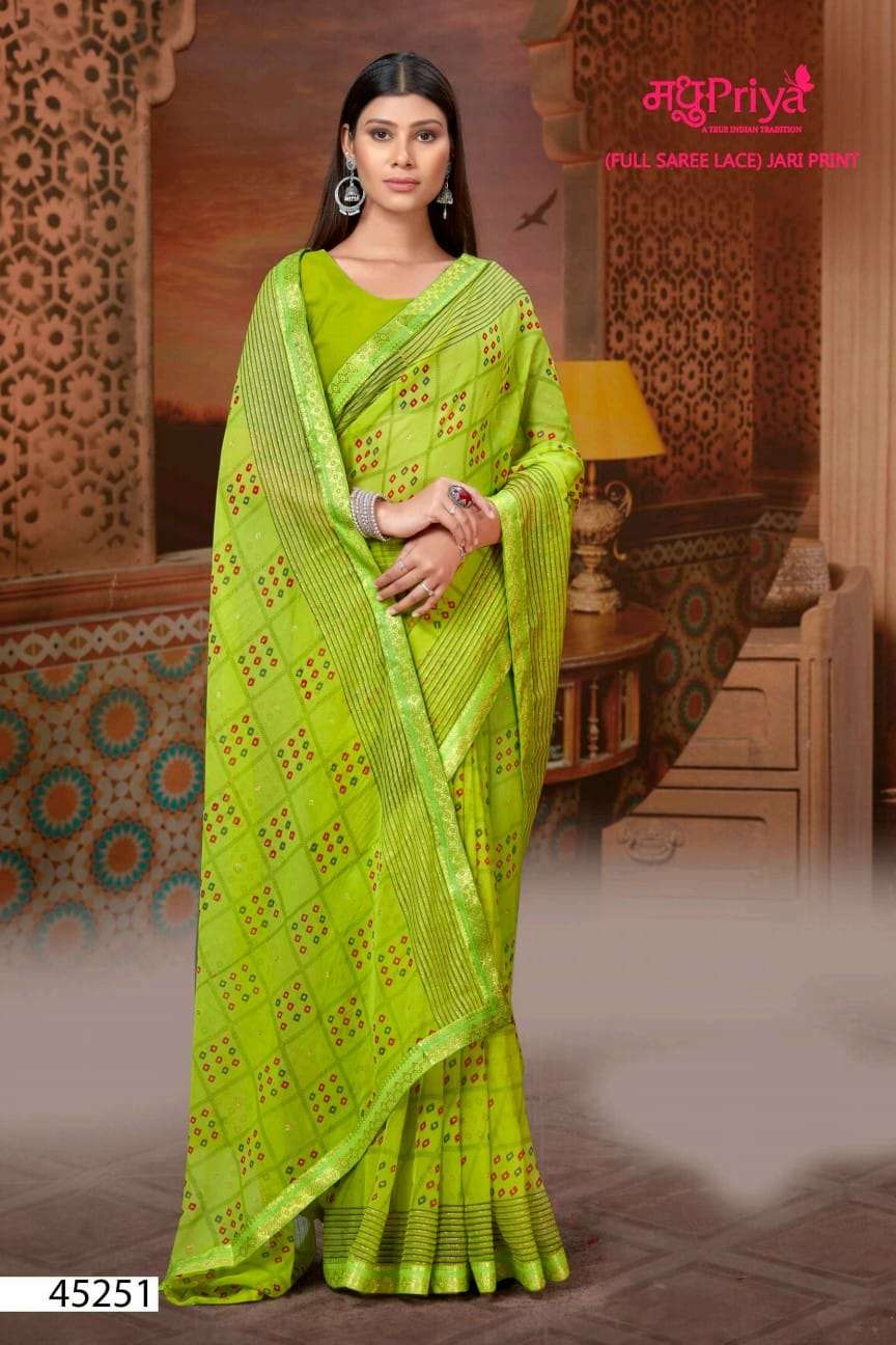 Pihu By Madhupriya 45251 To 45258 Series Indian Traditional Wear Collection Beautiful Stylish Fancy Colorful Party Wear & Occasional Wear Chiffon Sarees At Wholesale Price