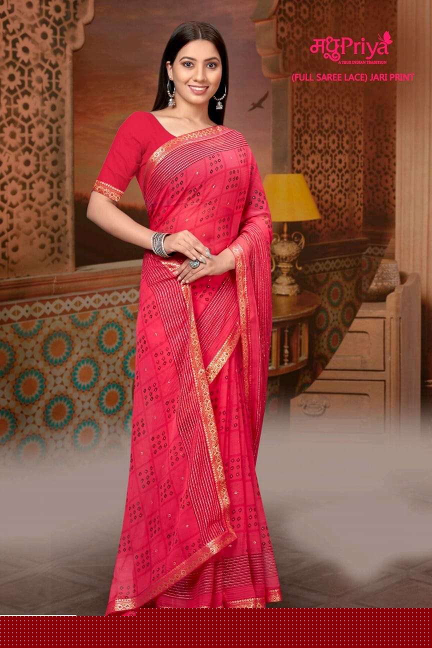 Pihu By Madhupriya 45251 To 45258 Series Indian Traditional Wear Collection Beautiful Stylish Fancy Colorful Party Wear & Occasional Wear Chiffon Sarees At Wholesale Price