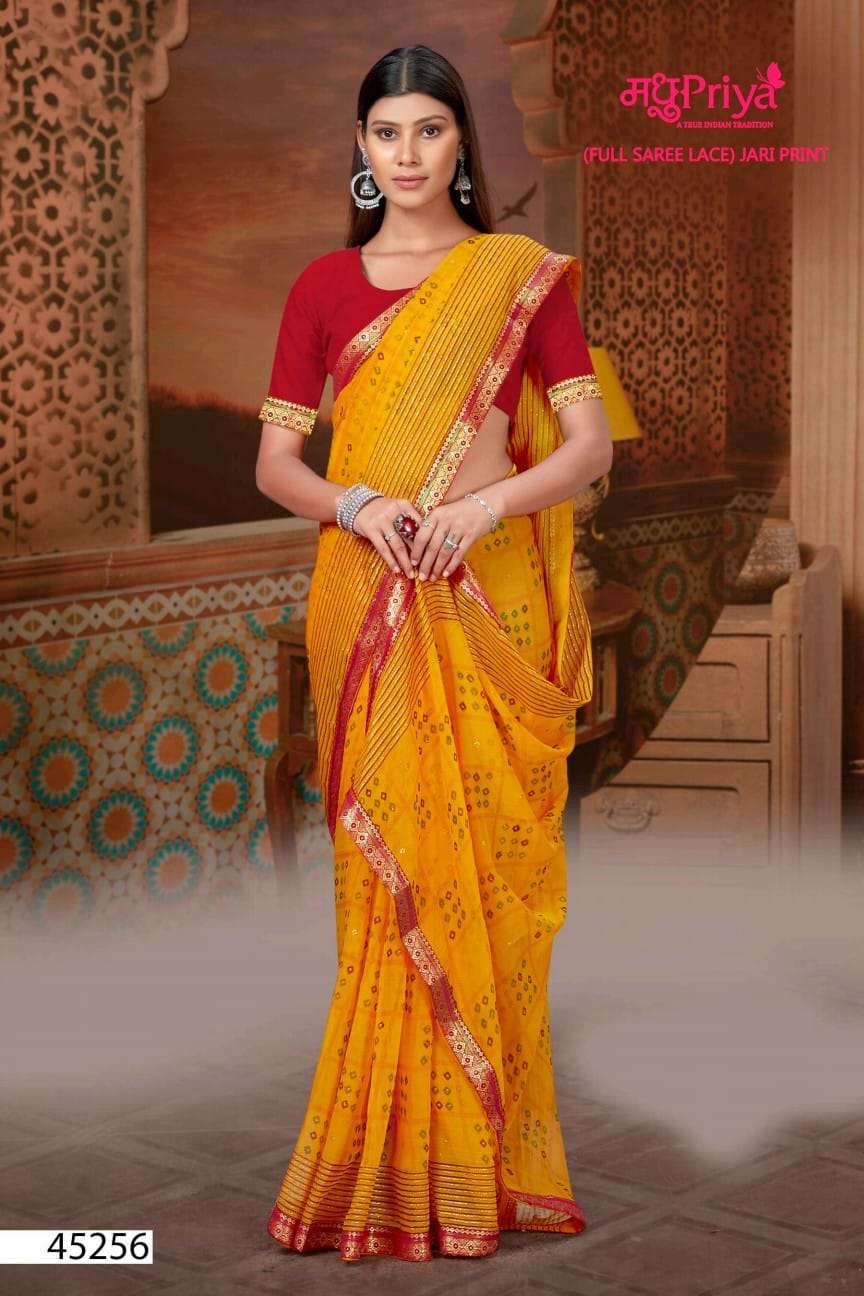 Pihu By Madhupriya 45251 To 45258 Series Indian Traditional Wear Collection Beautiful Stylish Fancy Colorful Party Wear & Occasional Wear Chiffon Sarees At Wholesale Price