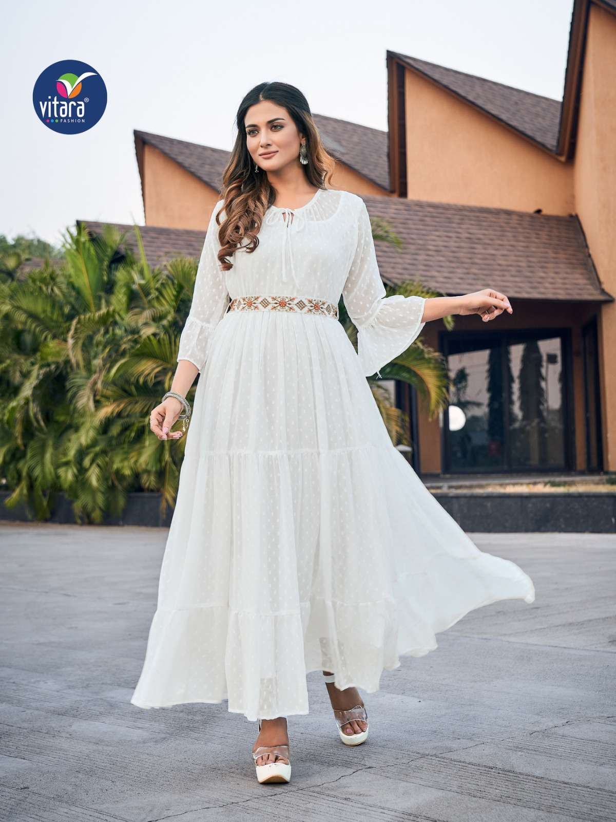 Vienna By Vitara 1001 To 1004 Series Beautiful Stylish Fancy Colorful Casual Wear & Ethnic Wear Chiffon Gown At Wholesale Price