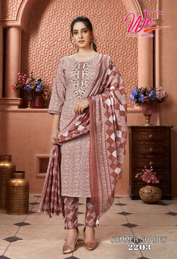 Summer Shaded By Women Ethnics 2201 To 2206 Series Beautiful Stylish Festive Suits Fancy Colorful Casual Wear & Ethnic Wear & Ready To Wear Cotton Print Dresses At Wholesale Price