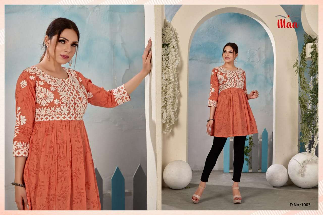 Alora By Maa Creation 1001 To 1004 Series Beautiful Stylish Fancy Colorful Casual Wear & Ethnic Wear Mal Cotton Print Tops At Wholesale Price