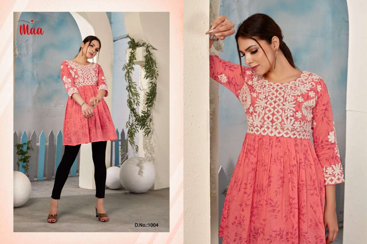 Alora By Maa Creation 1001 To 1004 Series Beautiful Stylish Fancy Colorful Casual Wear & Ethnic Wear Mal Cotton Print Tops At Wholesale Price