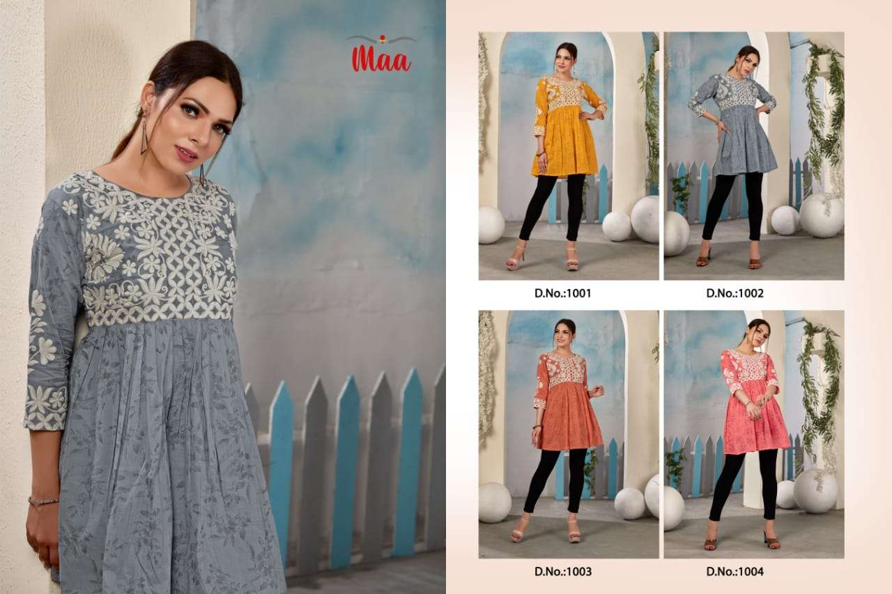 Alora By Maa Creation 1001 To 1004 Series Beautiful Stylish Fancy Colorful Casual Wear & Ethnic Wear Mal Cotton Print Tops At Wholesale Price