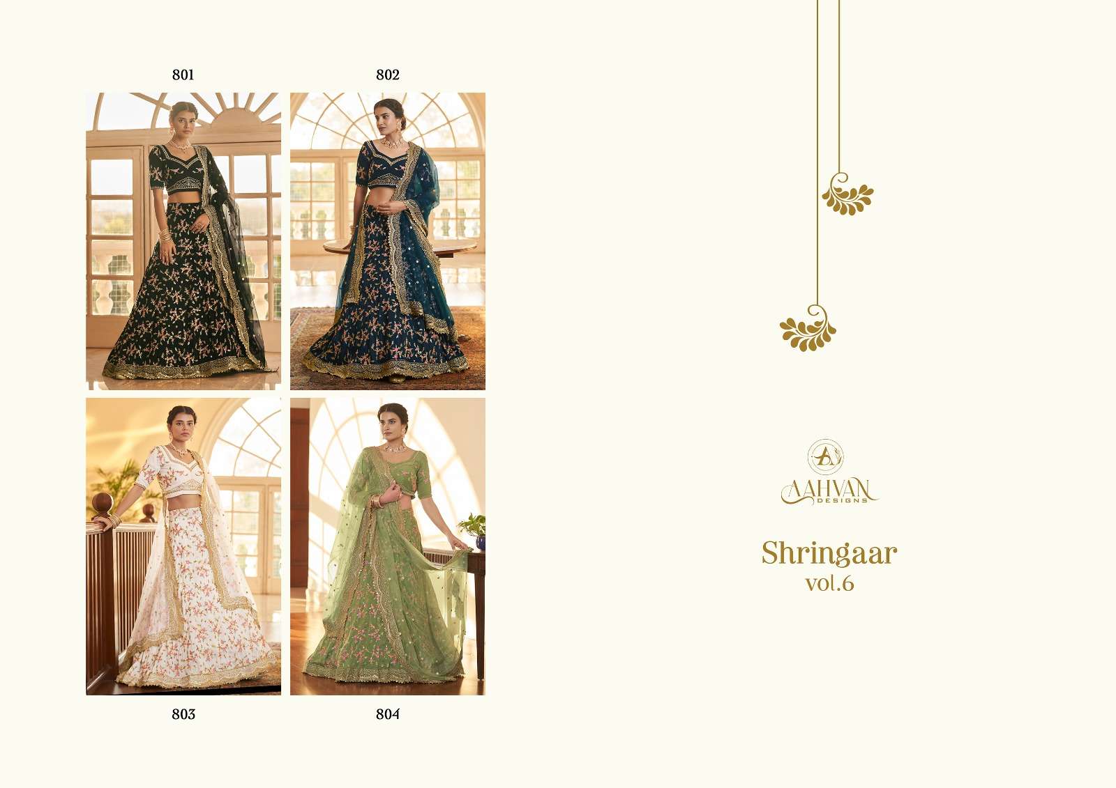 Shringaar Vol-6 By Aahvan 801 To 804 Series Designer Beautiful Collection Occasional Wear & Party Wear Chinnon Silk Lehengas At Wholesale Price