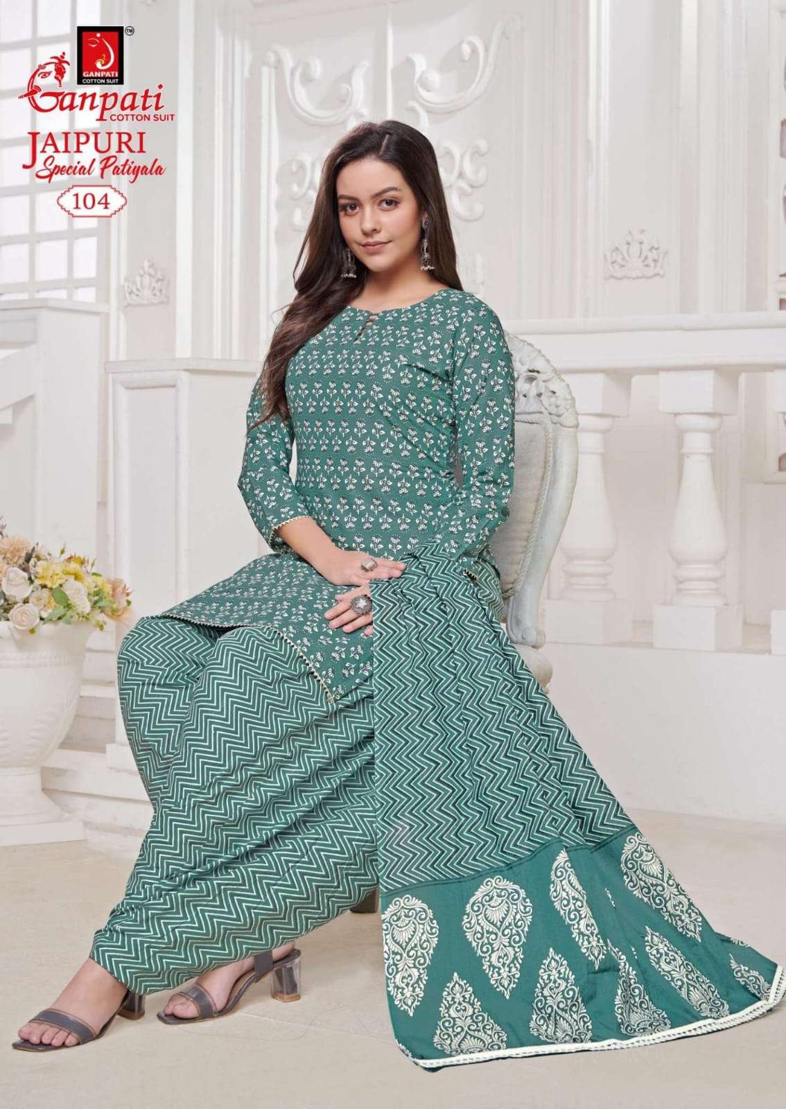 Jaipuri Special By Ganpati Cotton Suits 101 To 115 Series Beautiful Stylish Festive Suits Fancy Colorful Casual Wear & Ethnic Wear & Ready To Wear Cotton Print Dresses At Wholesale Price