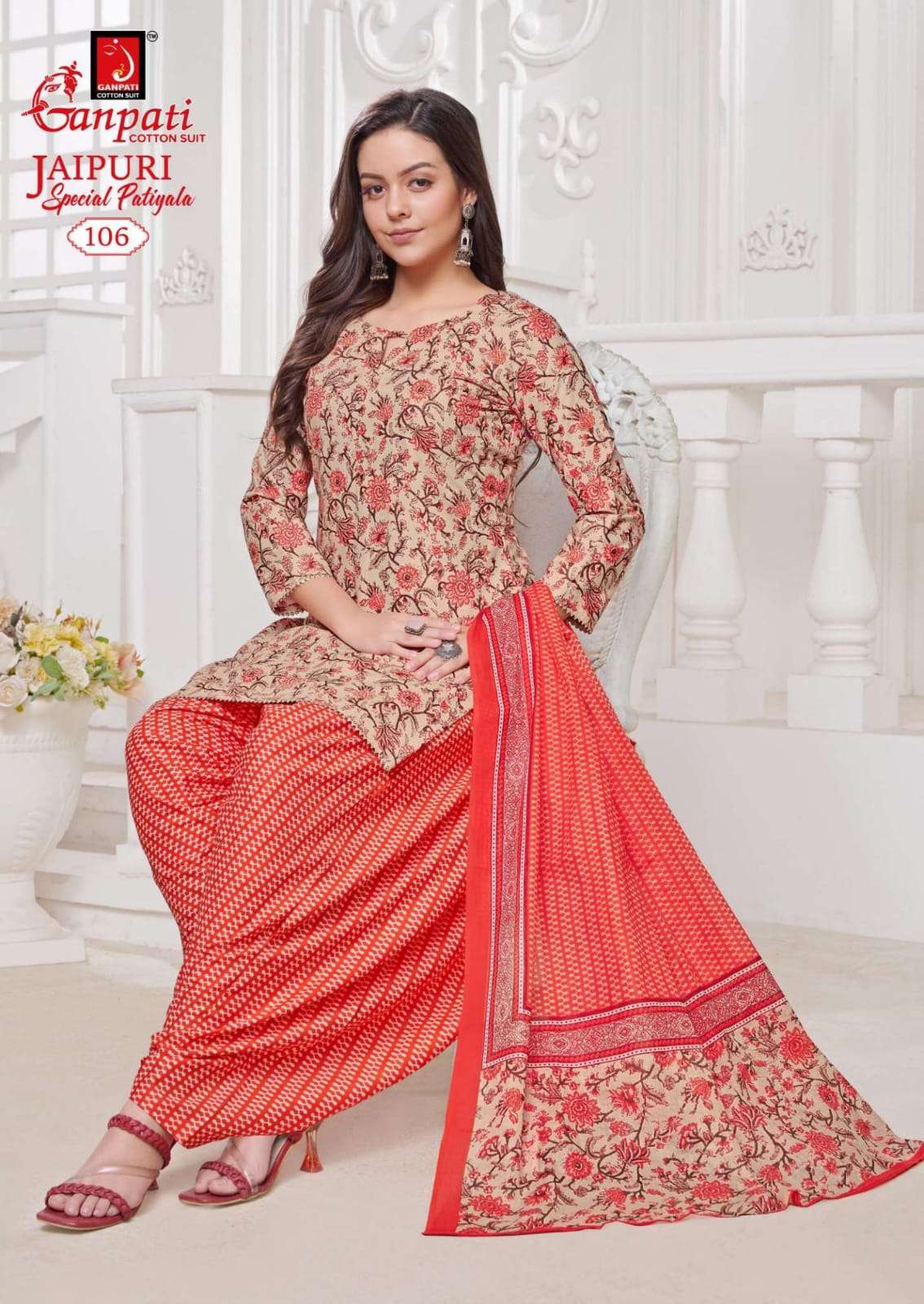 Jaipuri Special By Ganpati Cotton Suits 101 To 115 Series Beautiful Stylish Festive Suits Fancy Colorful Casual Wear & Ethnic Wear & Ready To Wear Cotton Print Dresses At Wholesale Price