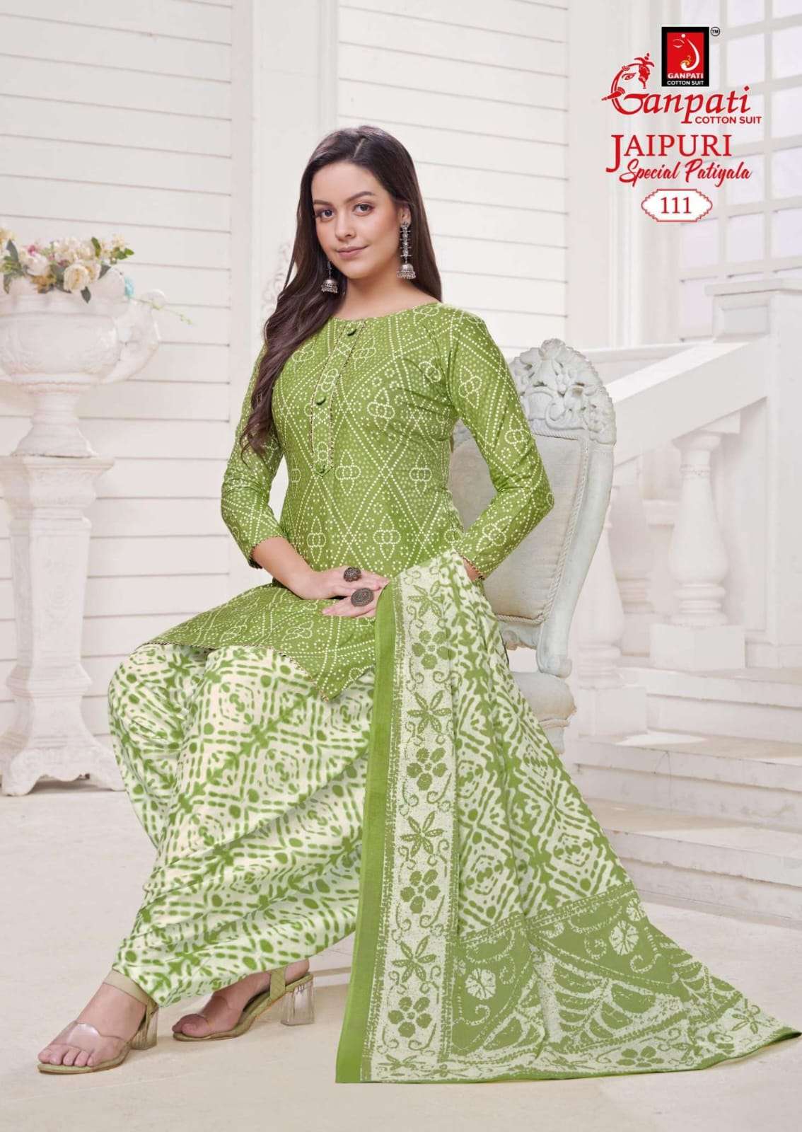 Jaipuri Special By Ganpati Cotton Suits 101 To 115 Series Beautiful Stylish Festive Suits Fancy Colorful Casual Wear & Ethnic Wear & Ready To Wear Cotton Print Dresses At Wholesale Price