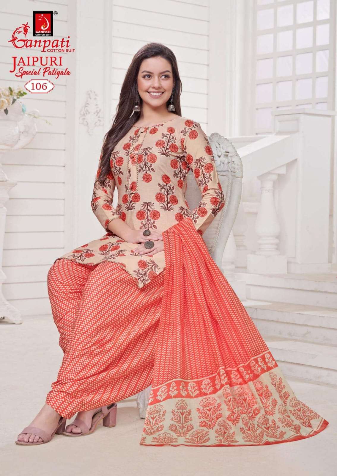 Jaipuri Special By Ganpati Cotton Suits 101 To 115 Series Beautiful Stylish Festive Suits Fancy Colorful Casual Wear & Ethnic Wear & Ready To Wear Cotton Print Dresses At Wholesale Price
