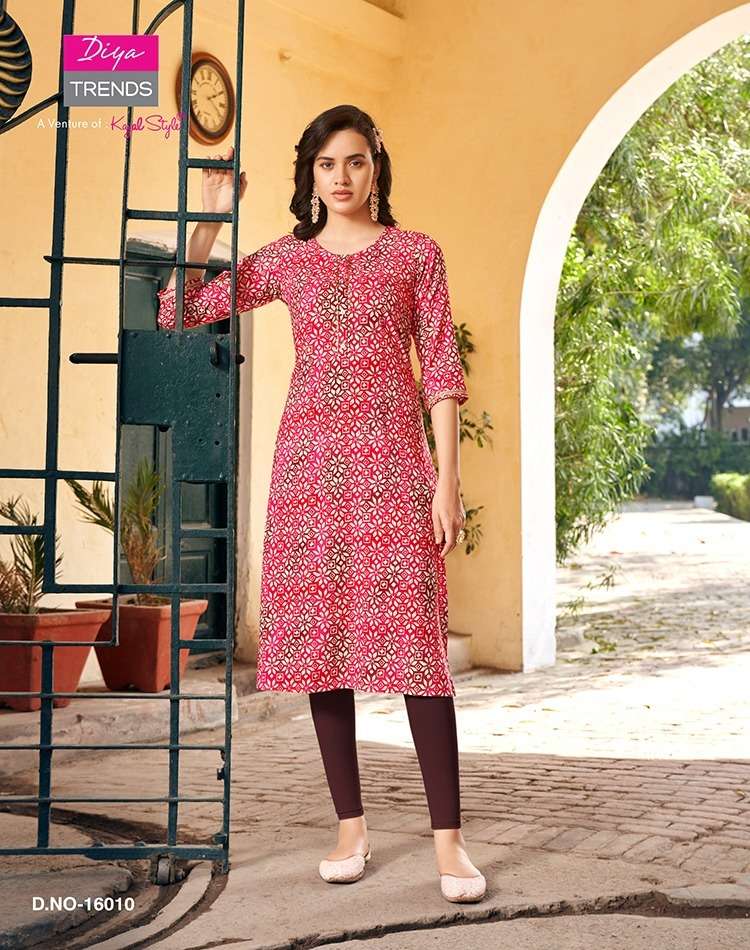 Gardencity Vol-16 By Diya Trends 16001 To 16010 Series Designer Stylish Fancy Colorful Beautiful Party Wear & Ethnic Wear Collection Rayon Prints Kurtis At Wholesale Price