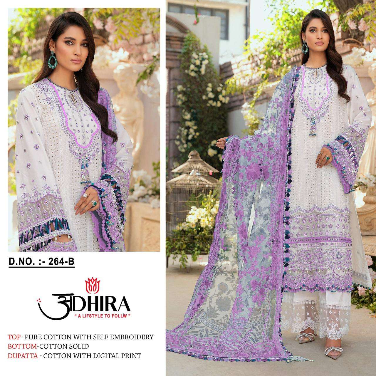 Adhira 264 Colours By Adhira 264-A To 264-E Series Beautiful Stylish Pakistani Suits Fancy Colorful Casual Wear & Ethnic Wear & Ready To Wear Pure Cotton Print Embroidery Dresses At Wholesale Price