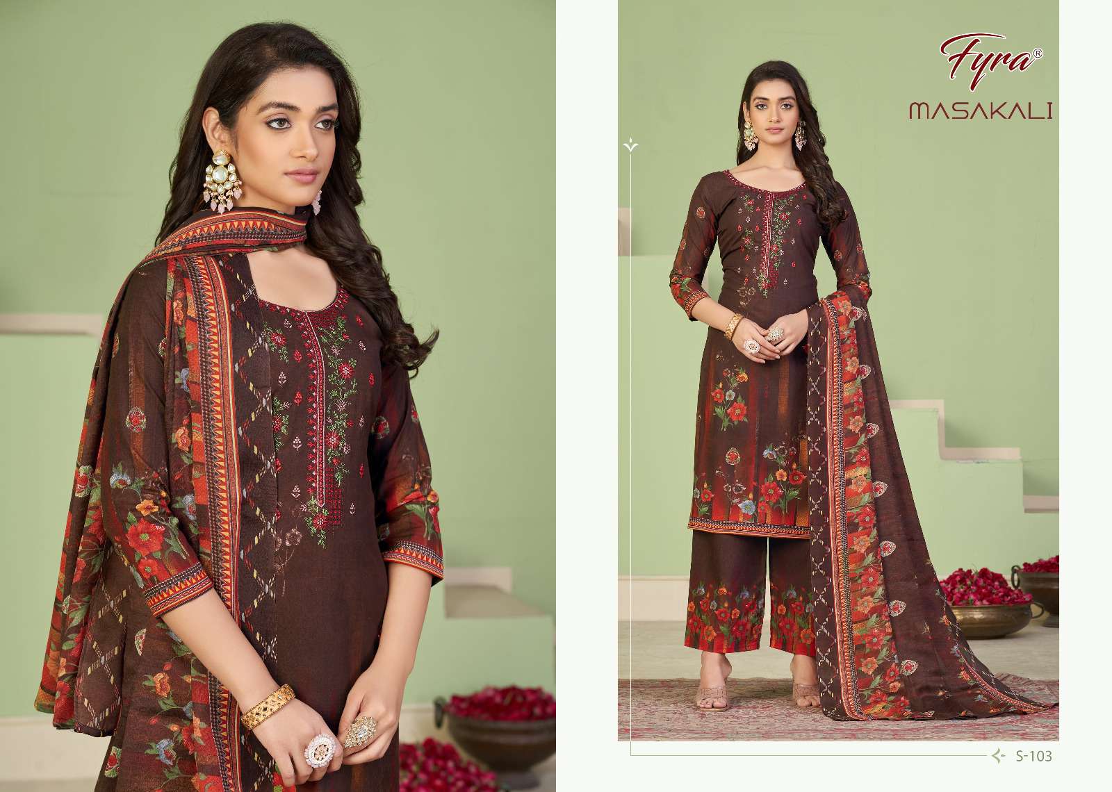 Masakali By Fyra 101 To 110 Series Beautiful Suits Colorful Stylish Fancy Casual Wear Pure Soft Cotton Print With Work Dresses At Wholesale Price