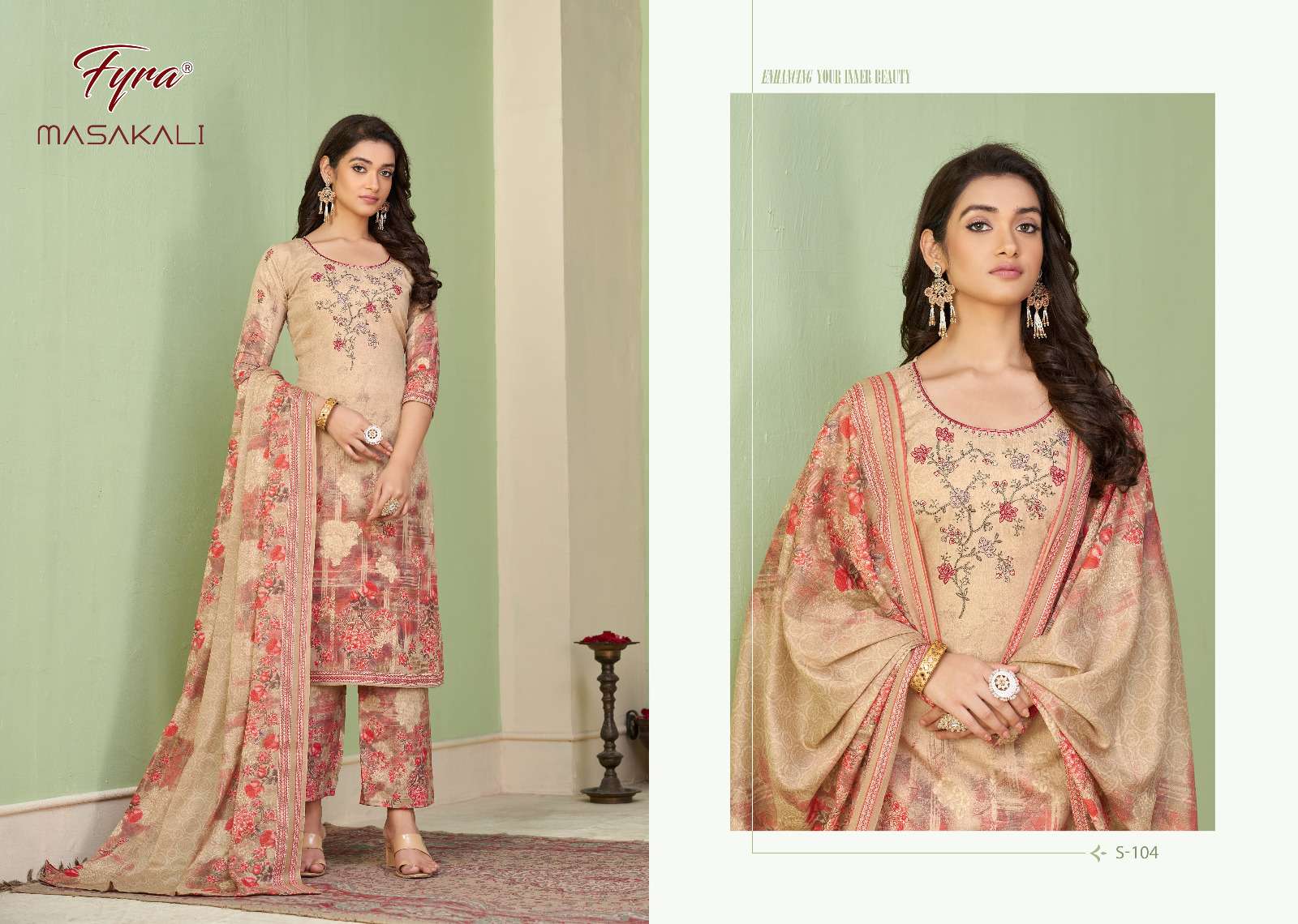 Masakali By Fyra 101 To 110 Series Beautiful Suits Colorful Stylish Fancy Casual Wear Pure Soft Cotton Print With Work Dresses At Wholesale Price